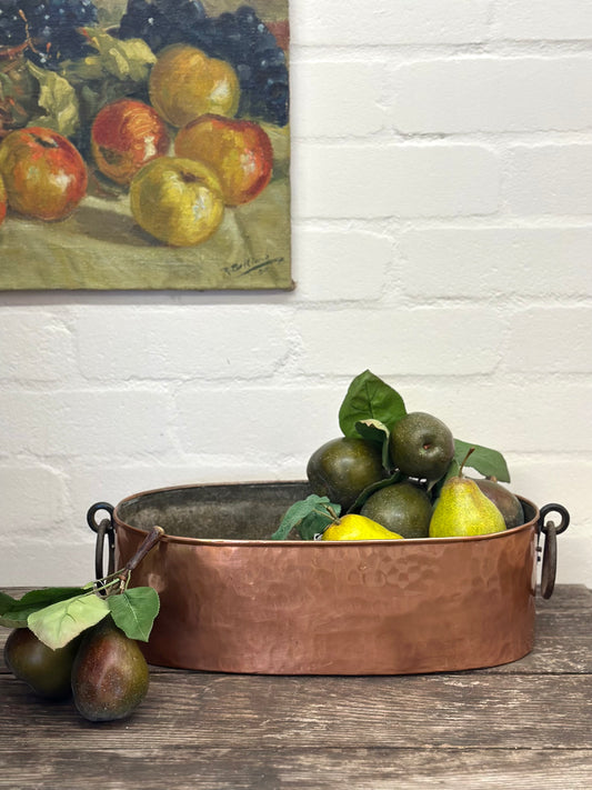 Antique French Wide Copper Fish Poacher