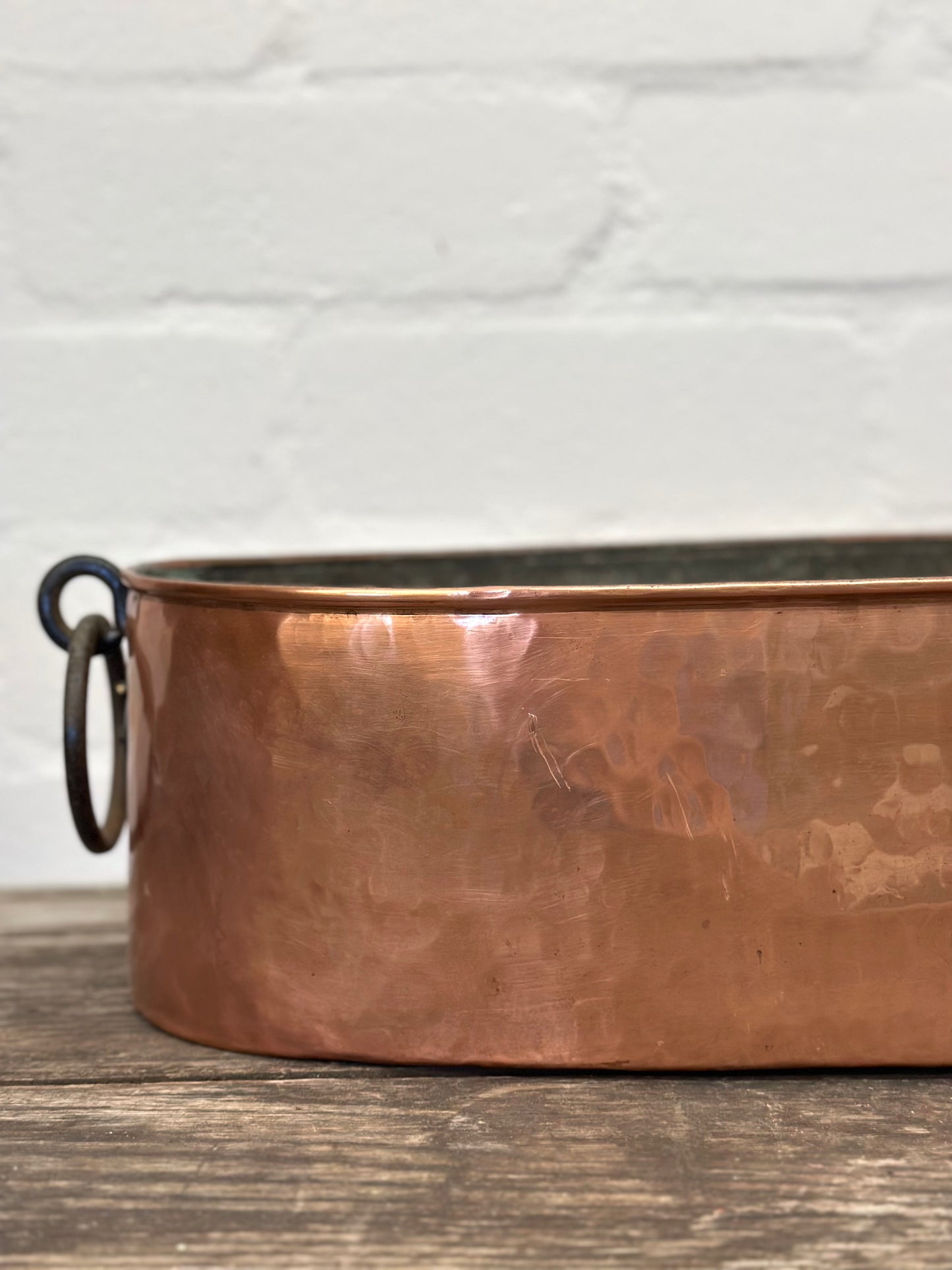 Antique French Wide Copper Fish Poacher