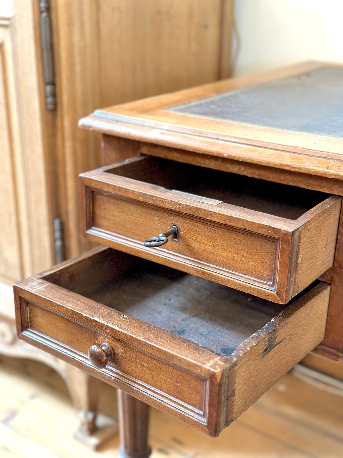 Antique French Leather Top Desk