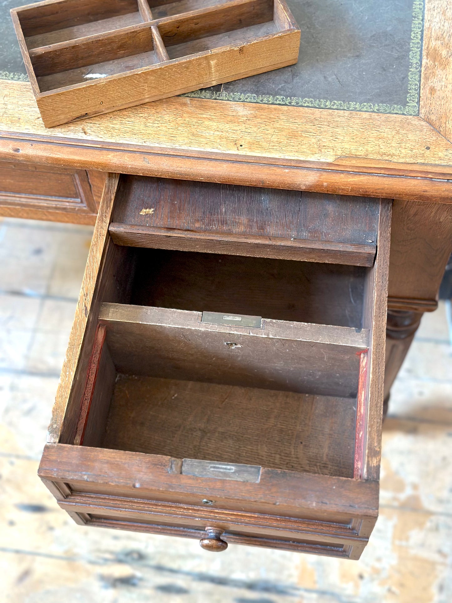 Antique French Leather Top Desk