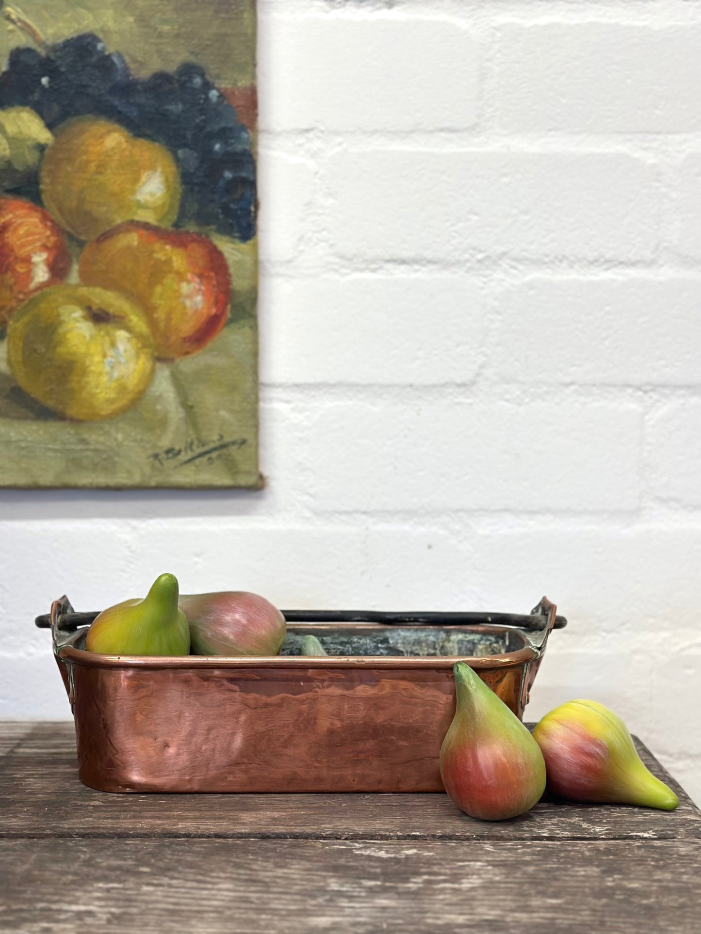 Antique French Mini Copper Fish Poacher With Handle