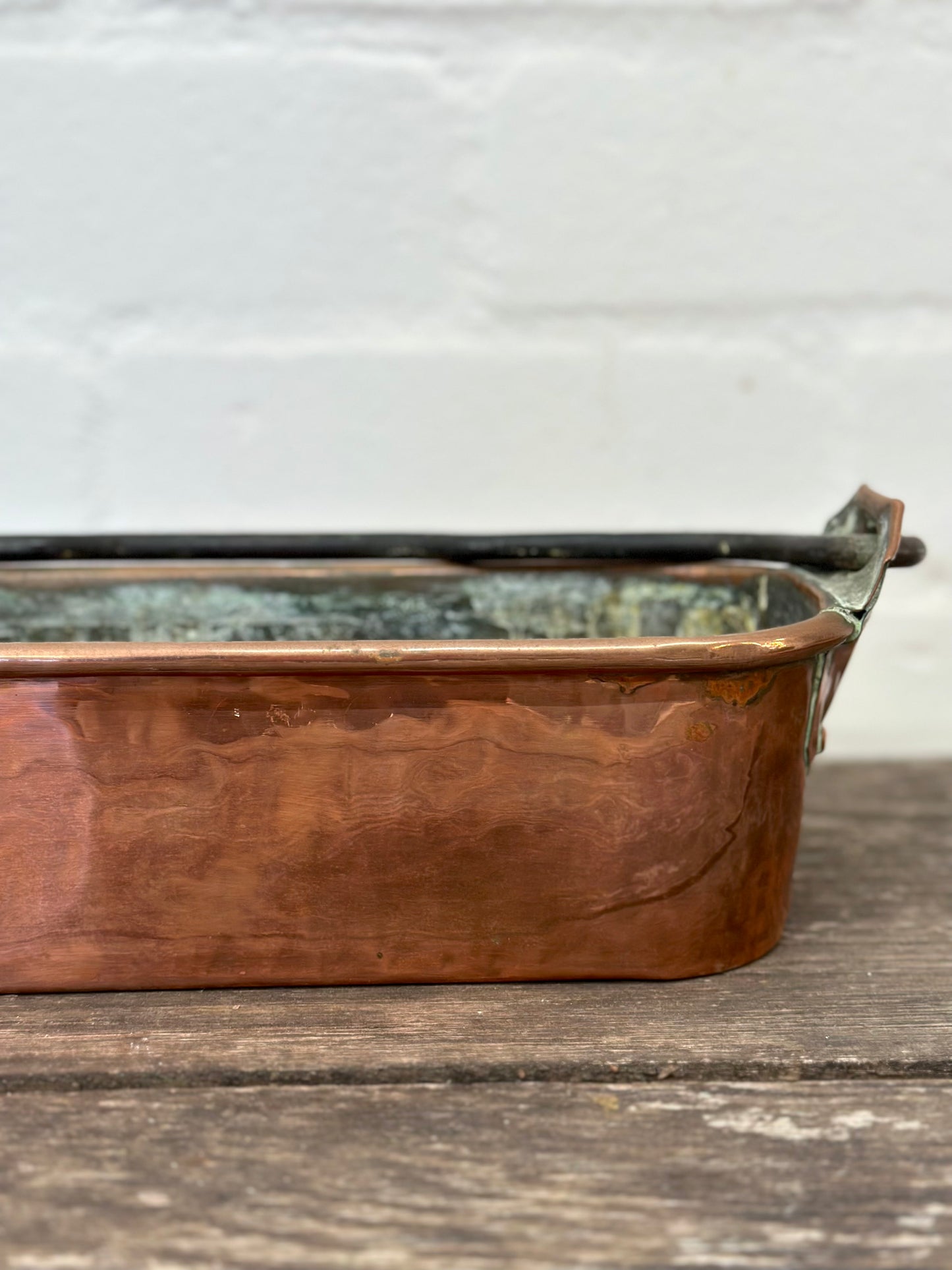 Antique French Mini Copper Fish Poacher With Handle