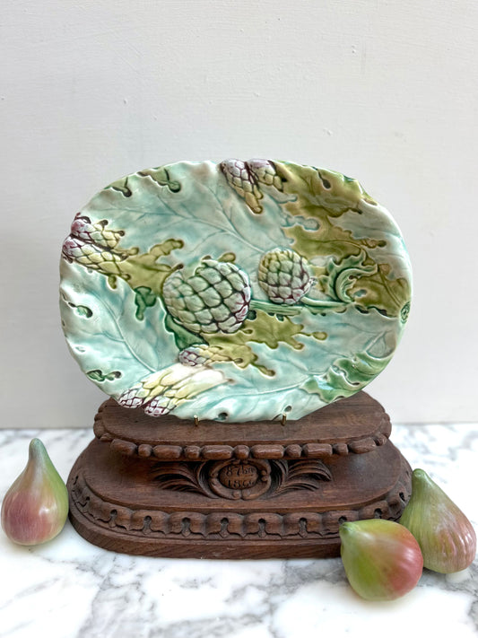 Antique French Majolica 'Artichoke' Platter