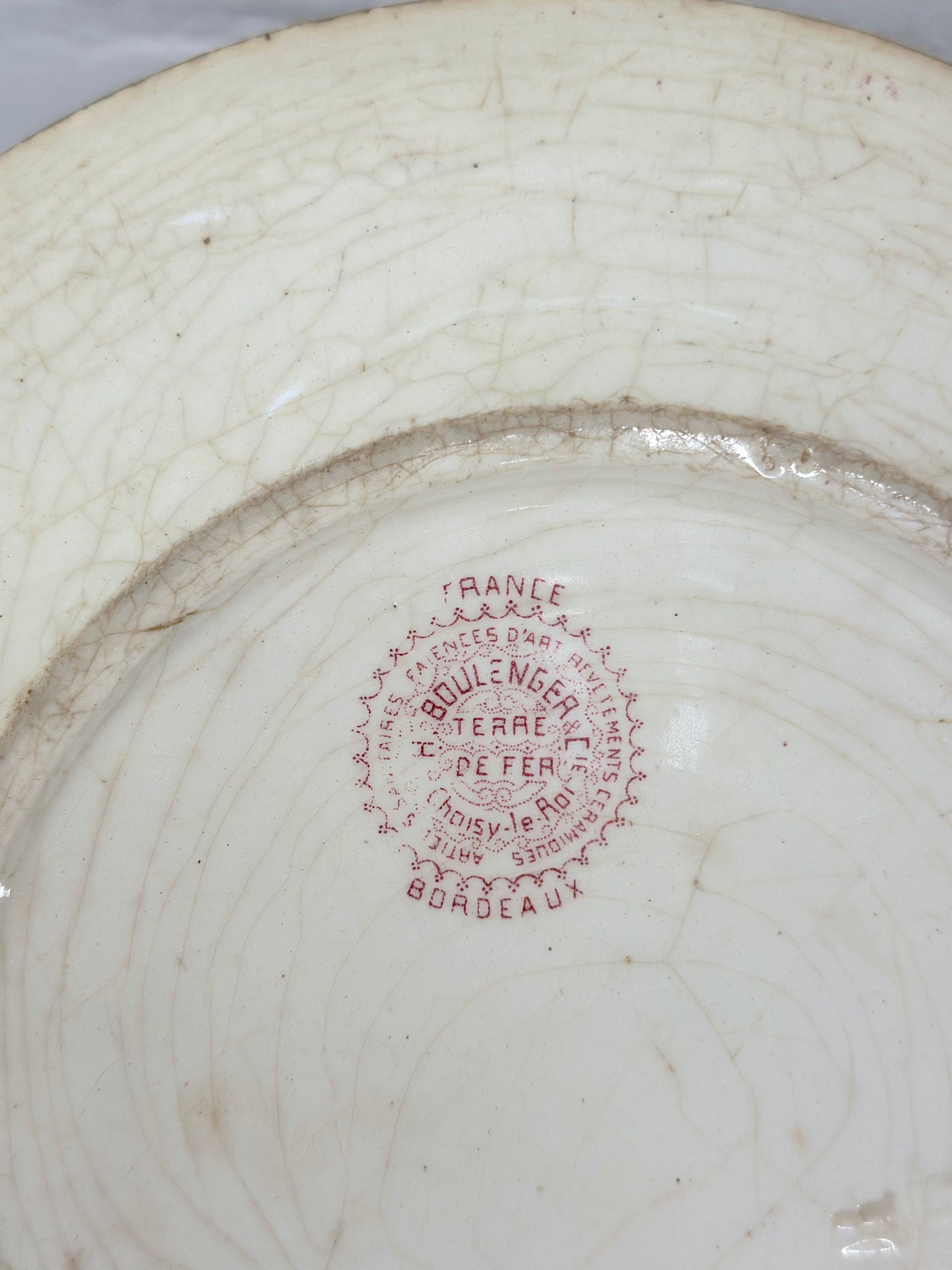 Antique French Raspberry Floral Plates