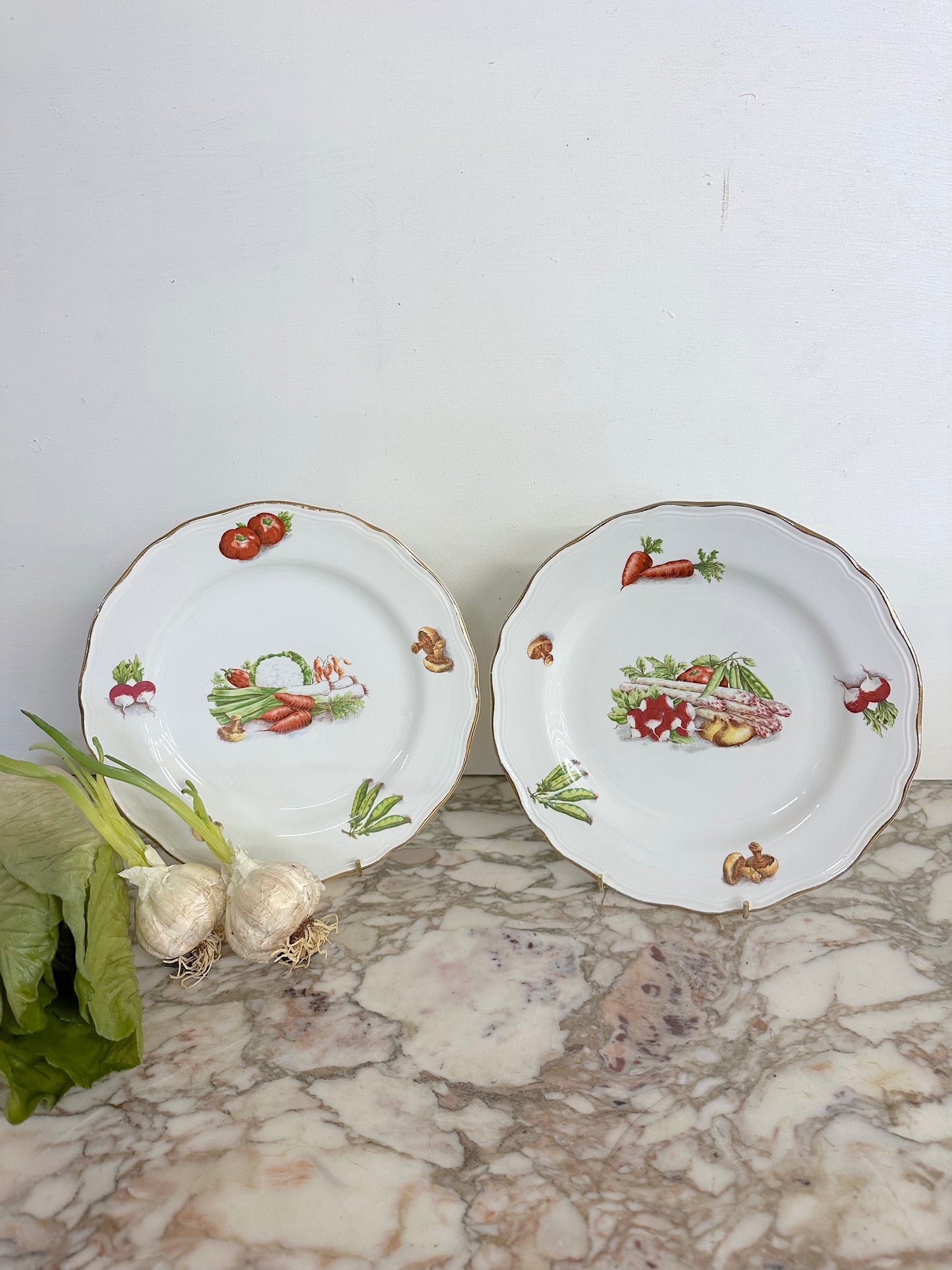 Vintage French "Milliat Frères" Vegetables - Set Of Four Dinner Plates