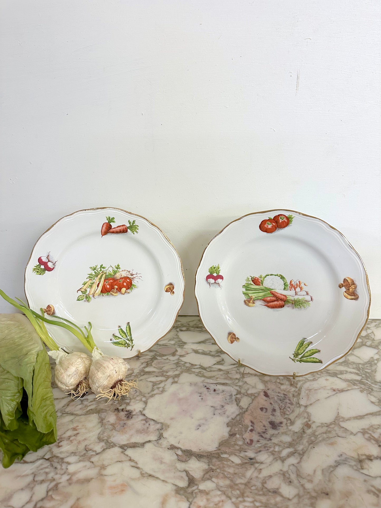 Vintage French "Milliat Frères" Vegetables - Set Of Four Dinner Plates
