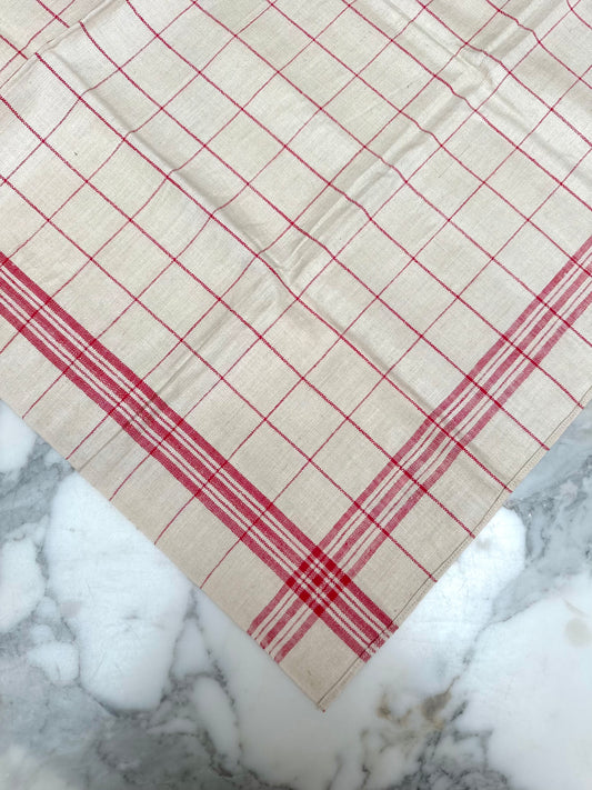 Antique French Red Check Pair of Linen Tea Towels II