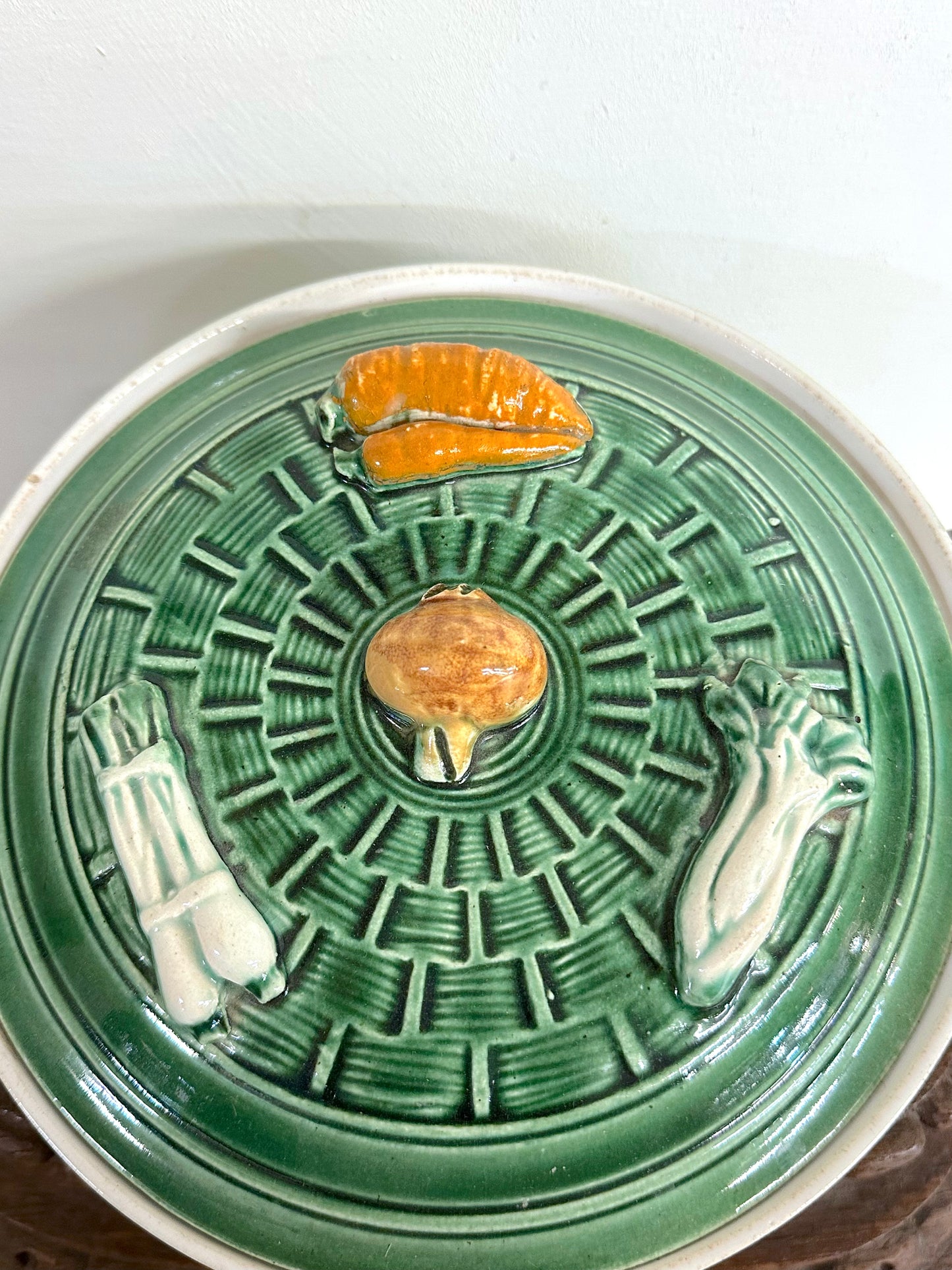 Vintage European Ceramic Basket Weave 'Legume' Tureen