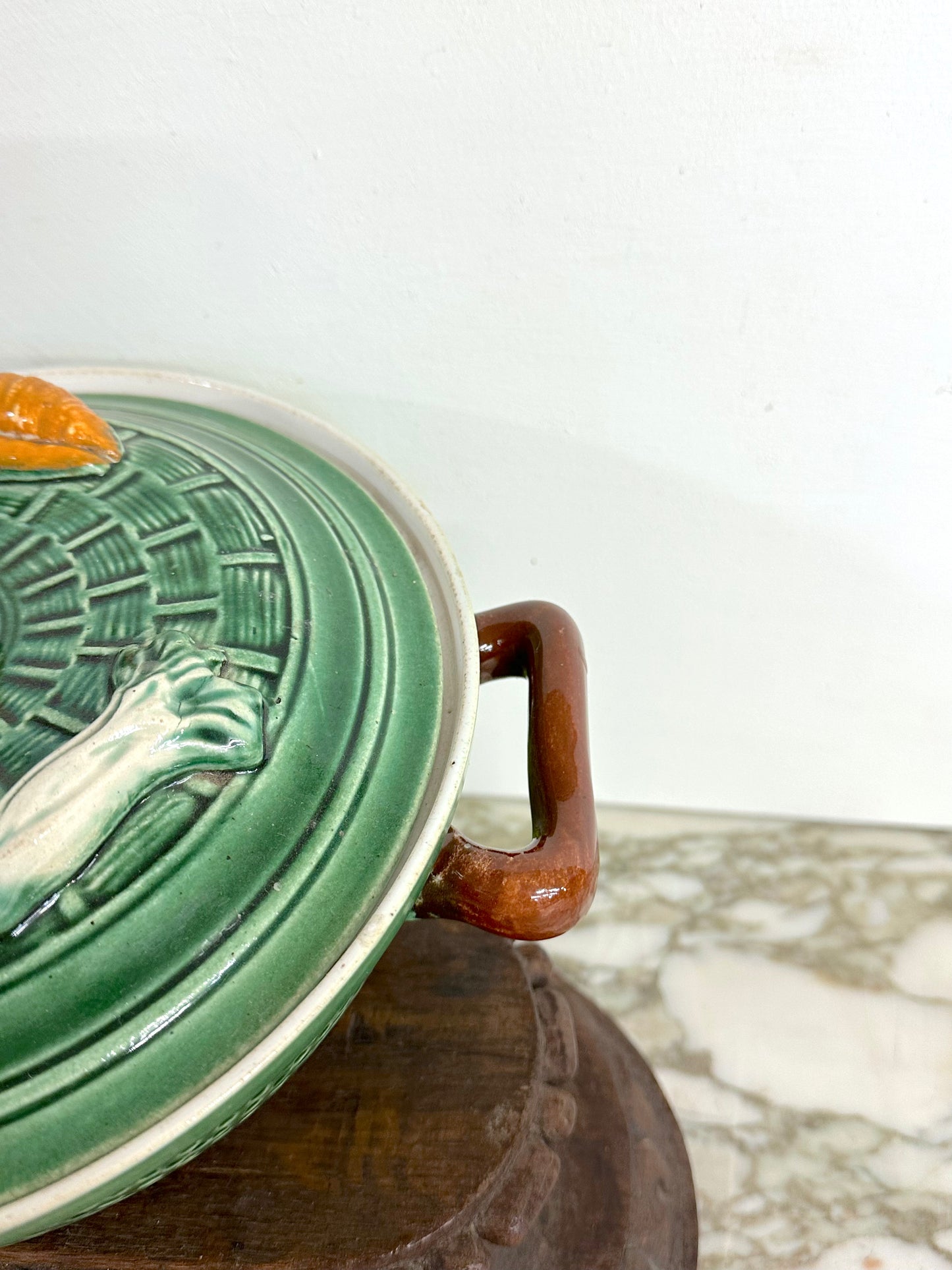 Vintage European Ceramic Basket Weave 'Legume' Tureen