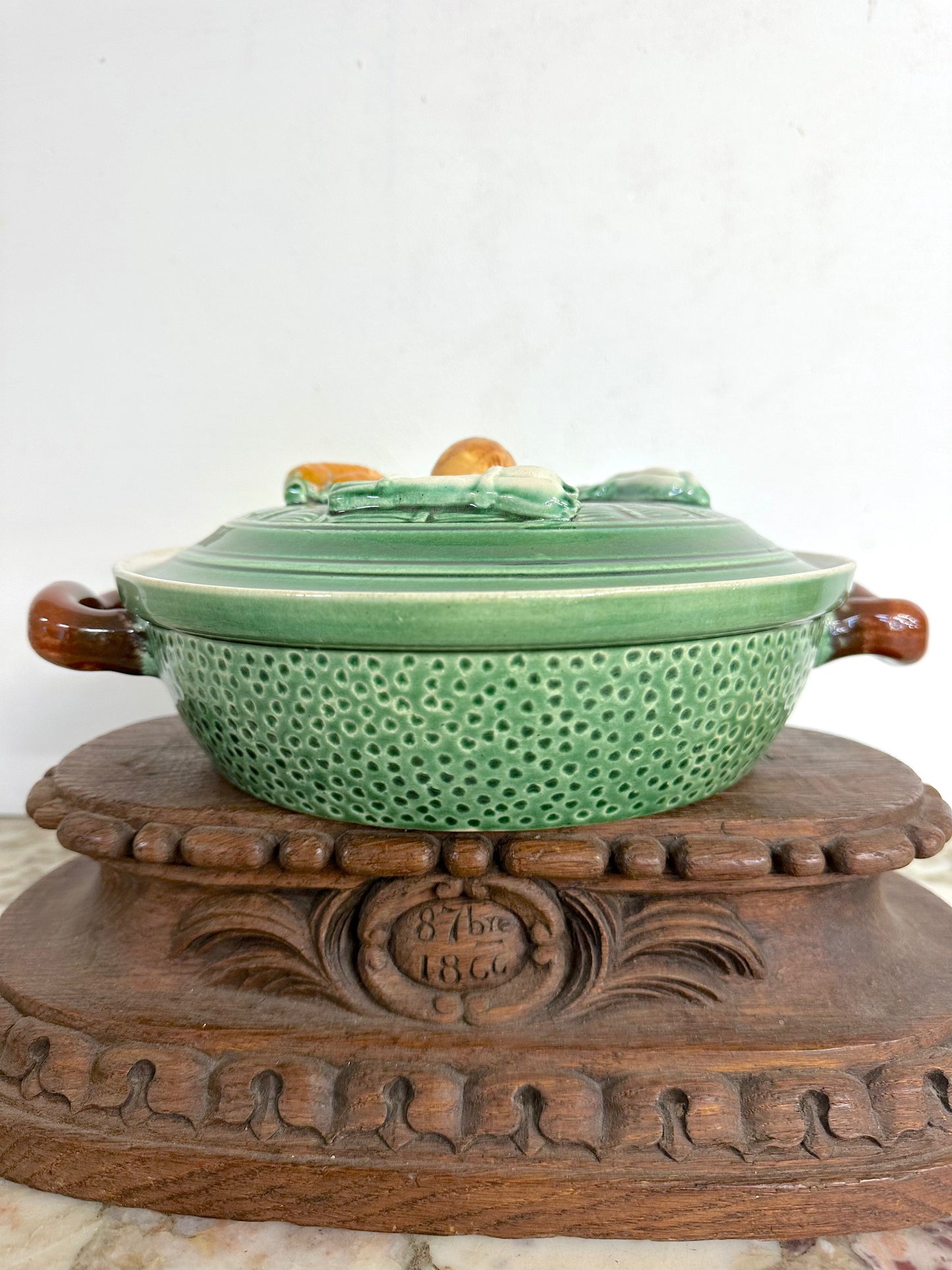 Vintage European Ceramic Basket Weave 'Legume' Tureen