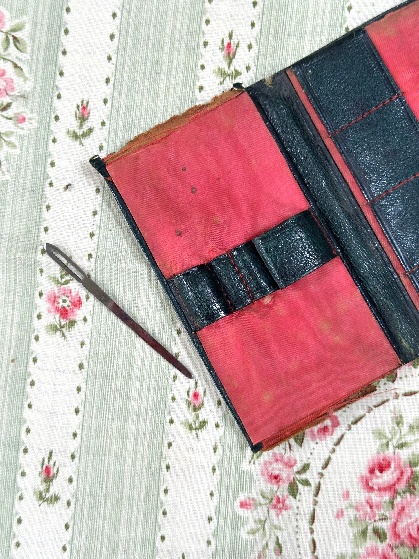 Antique French Leather Envelope Needle Case