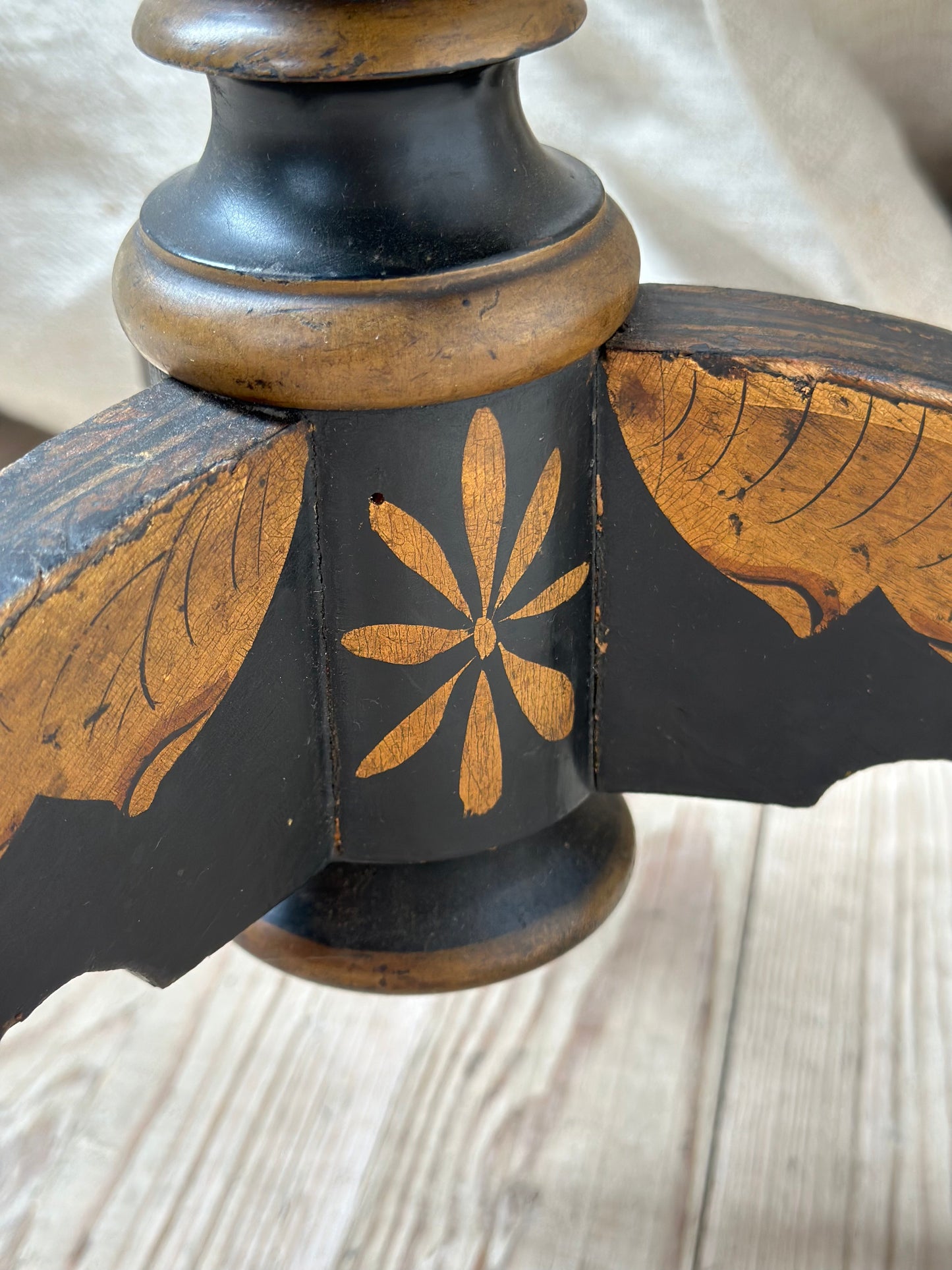 Antique French Napoleon III Painted Floral Side Table