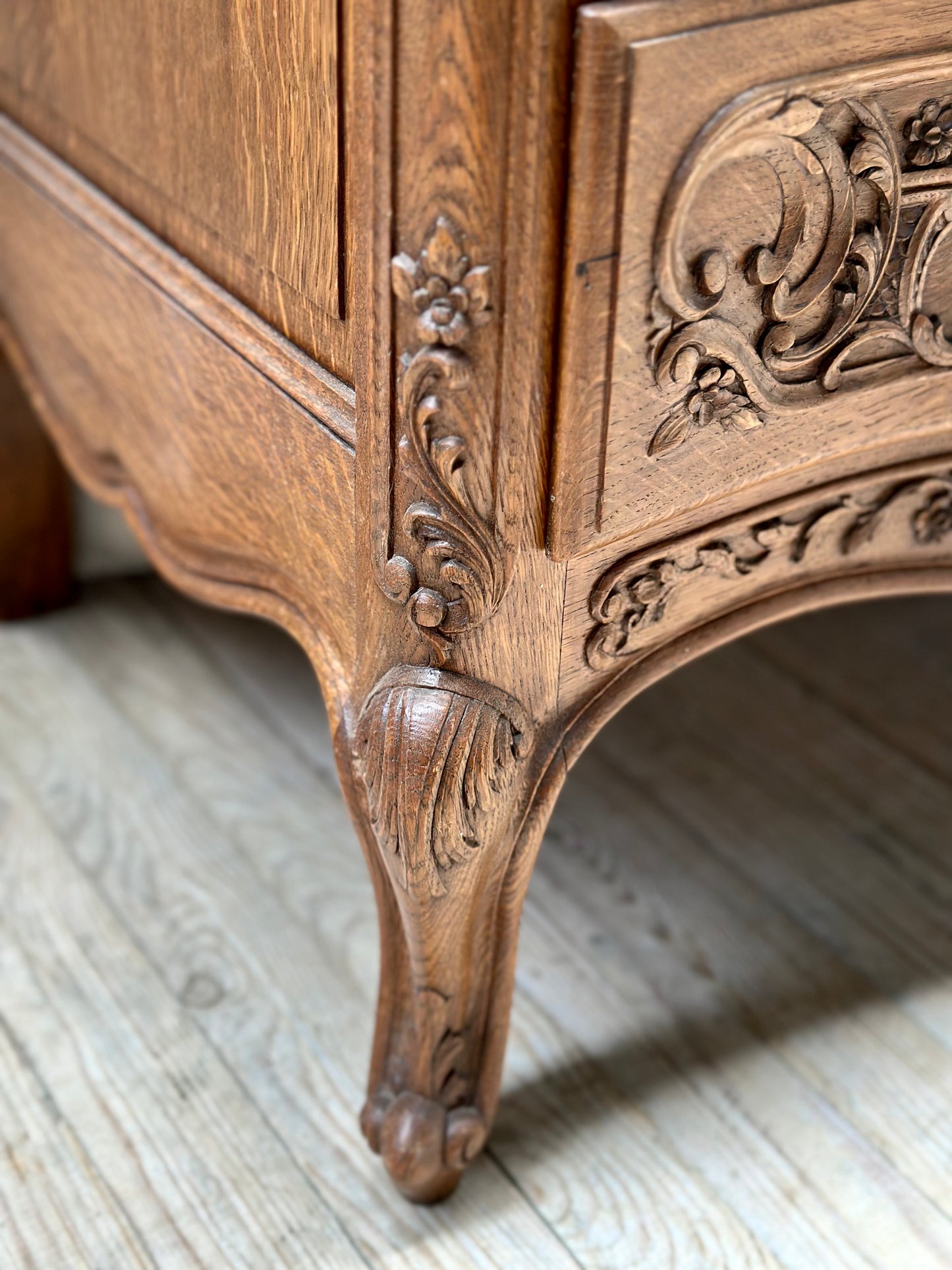 Antique French Oak 3 Drawer Louis XV Style Commode