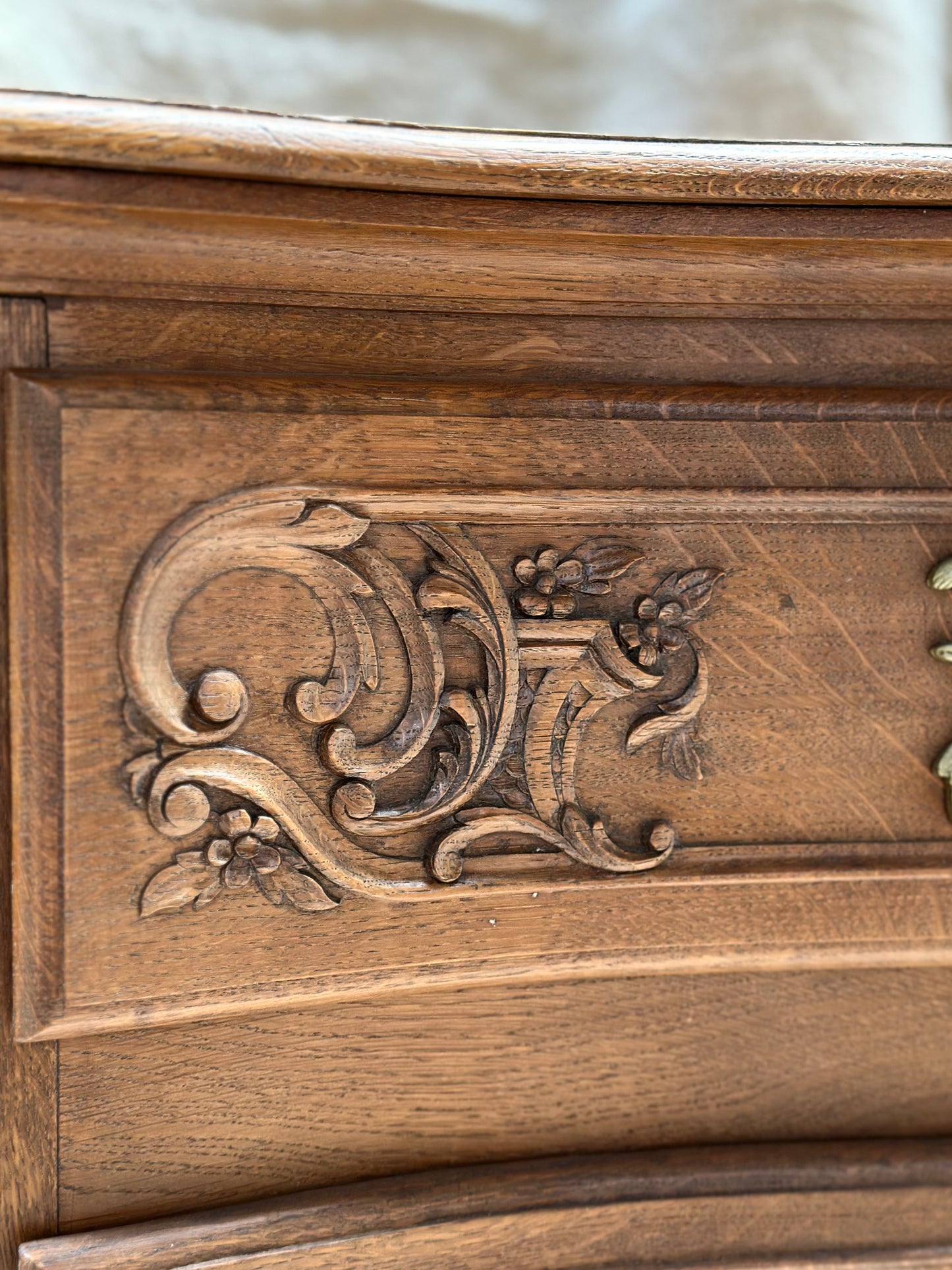 Antique French Oak 3 Drawer Louis XV Style Commode