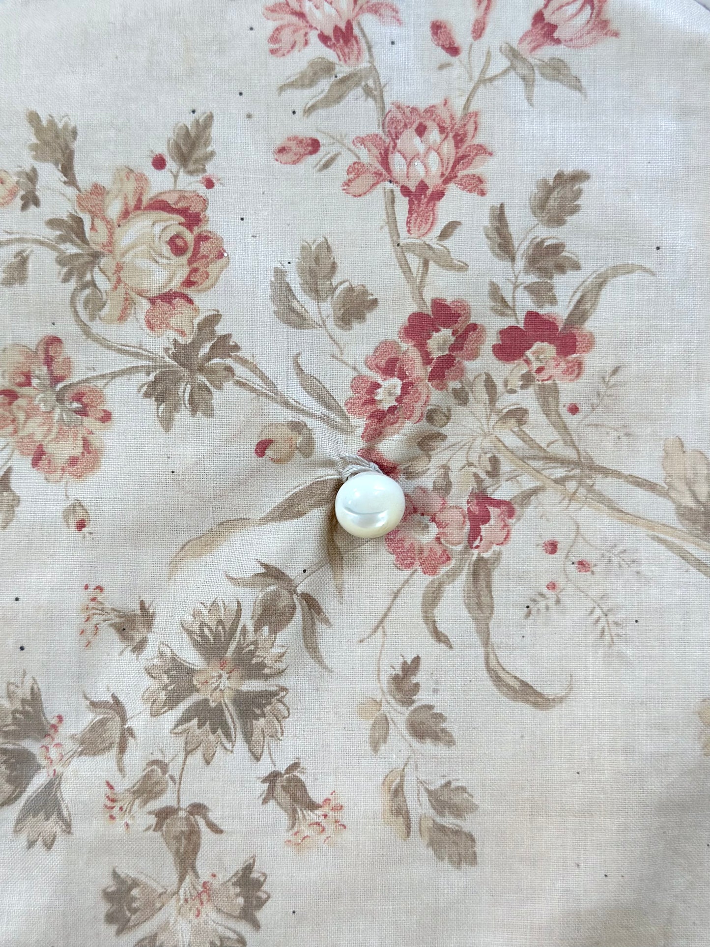 Round Antique French Fabric Covered Boudoir Box