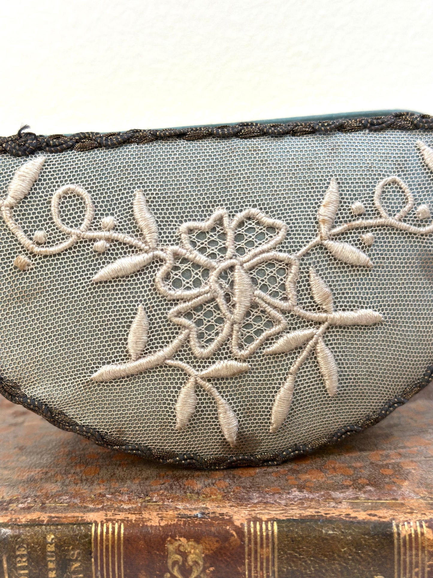 Small Antique French Fabric Covered Boudoir Box