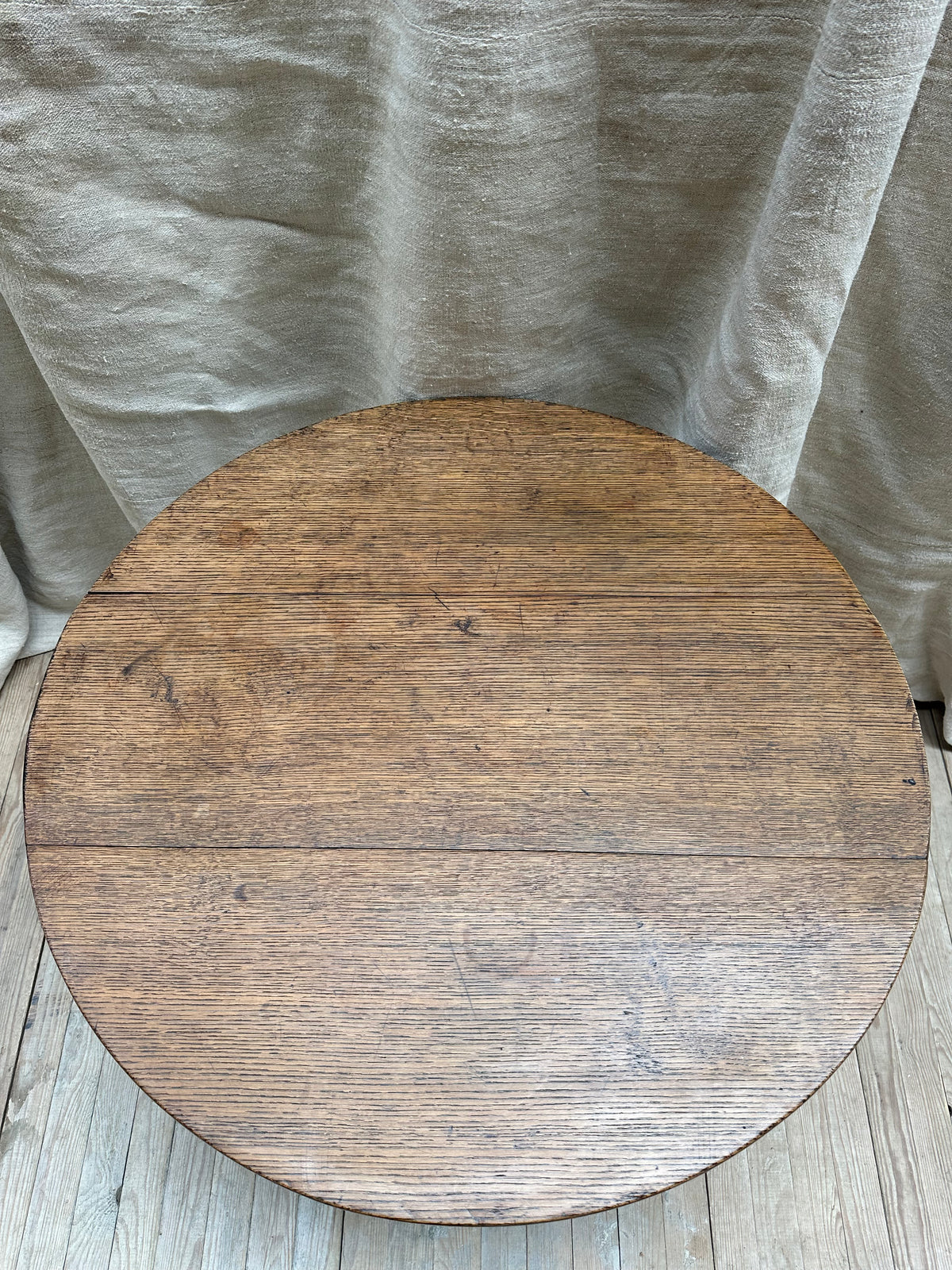 Antique French Oak Folding Round Breakfast Table