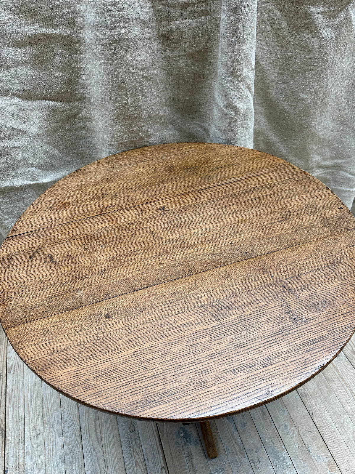 Antique French Oak Folding Round Breakfast Table