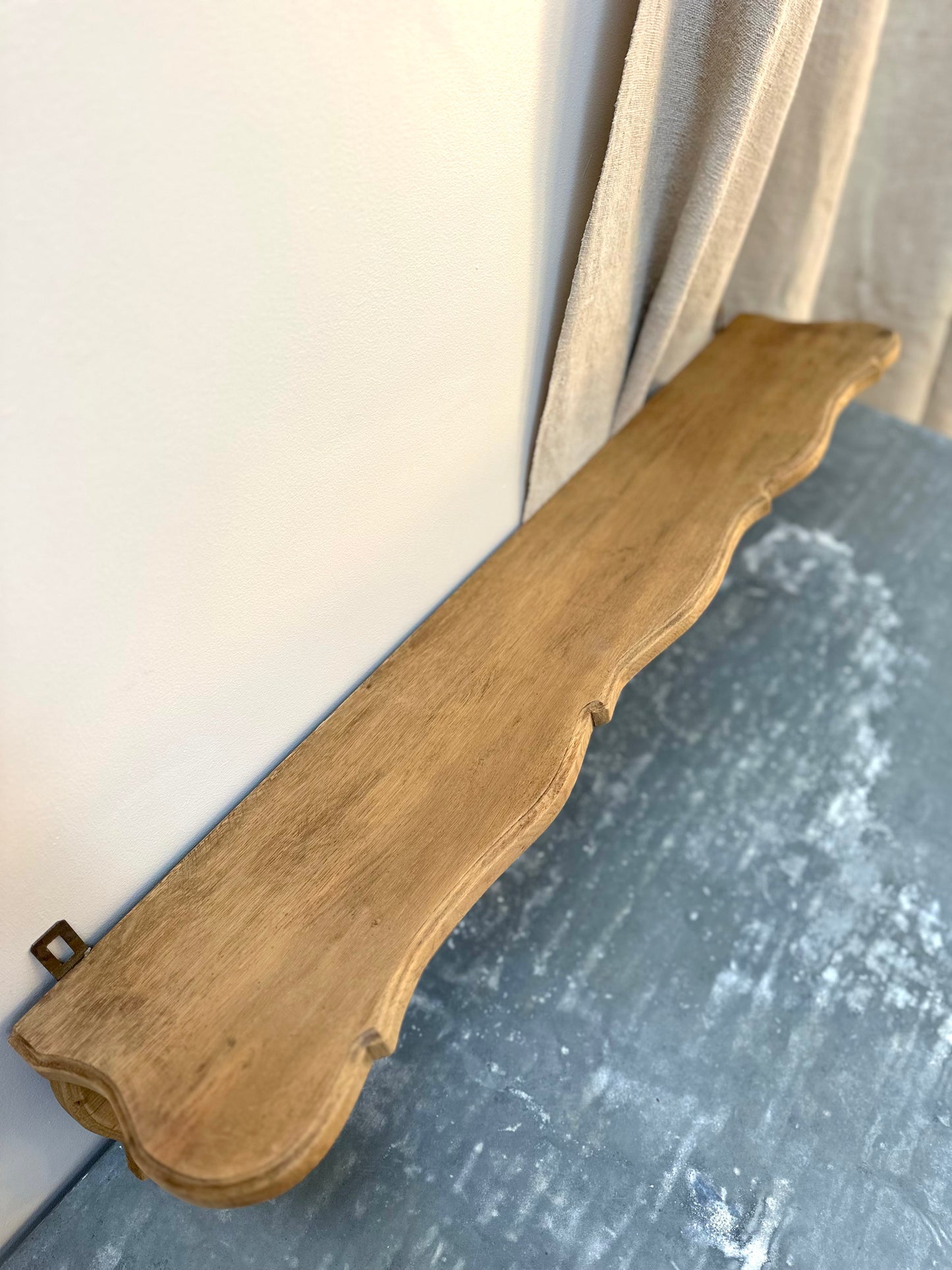 Antique French Louis XV Raw Oak 7 Hook Wall Shelf