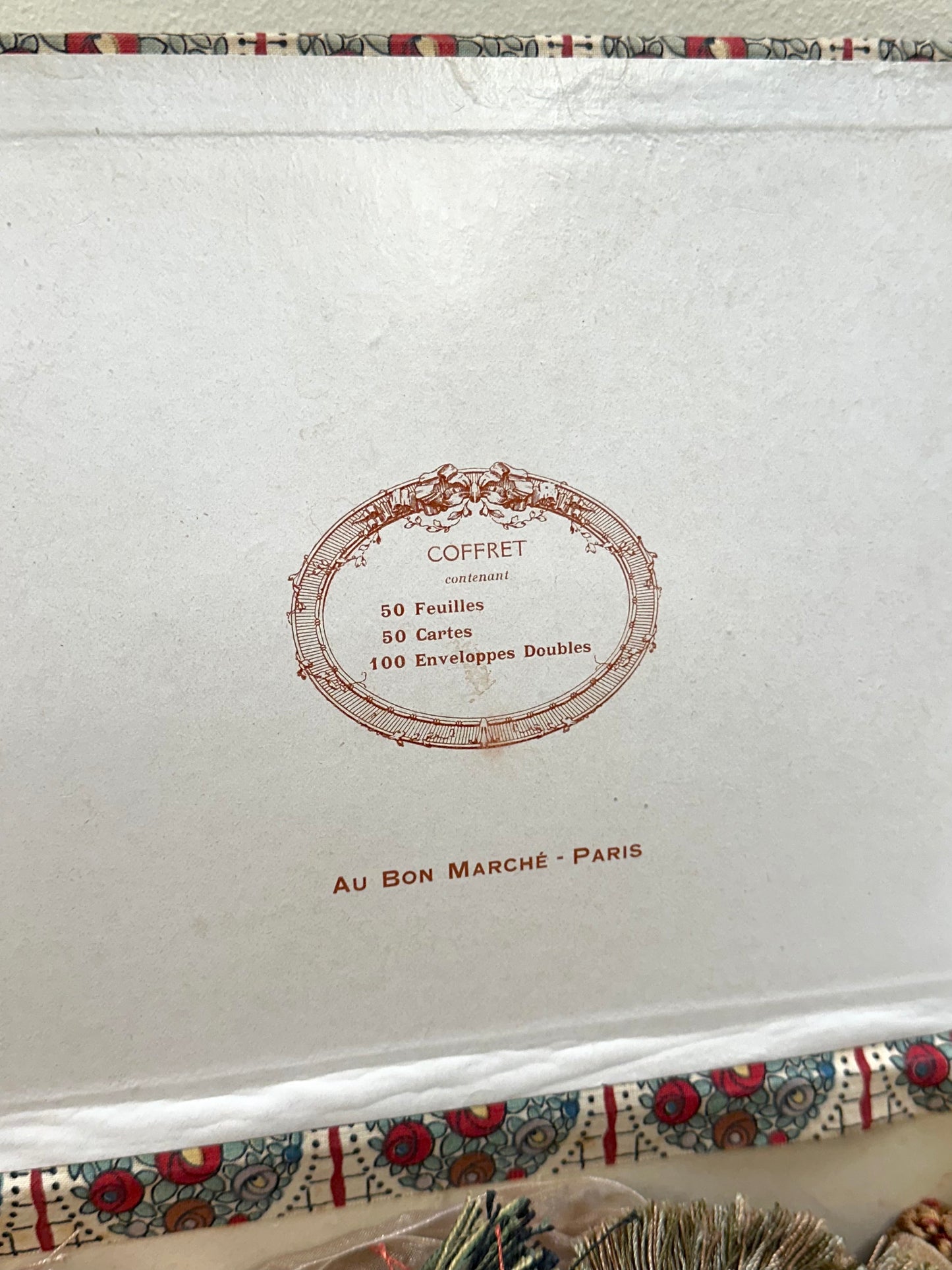 Antique French 'Fleur du Bonheur' Fabric Covered Boudoir Boxes