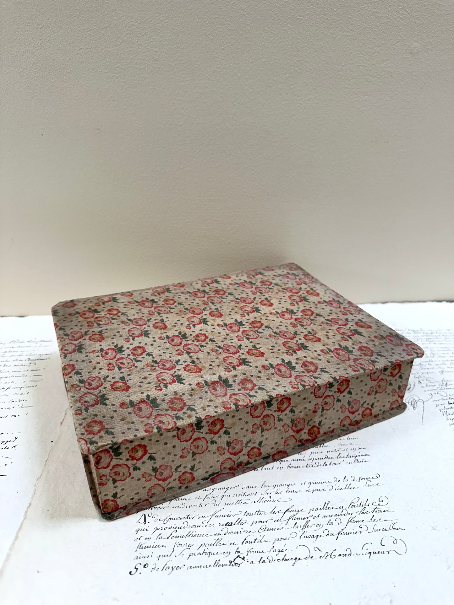 Antique French 'Fleur du Printemp' Fabric Covered Boudoir Boxes