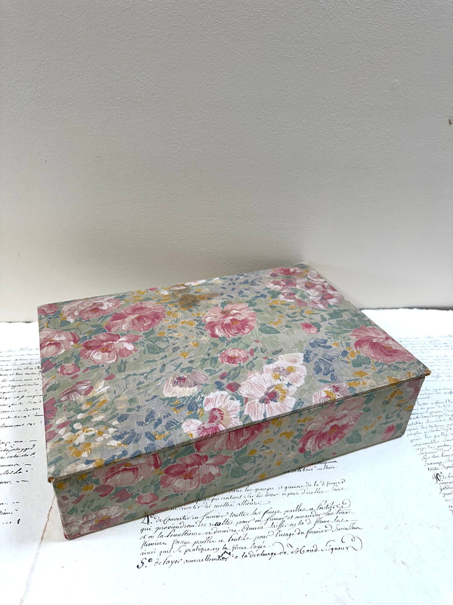 Antique French 'Fleur du Printemp' Fabric Covered Boudoir Boxes