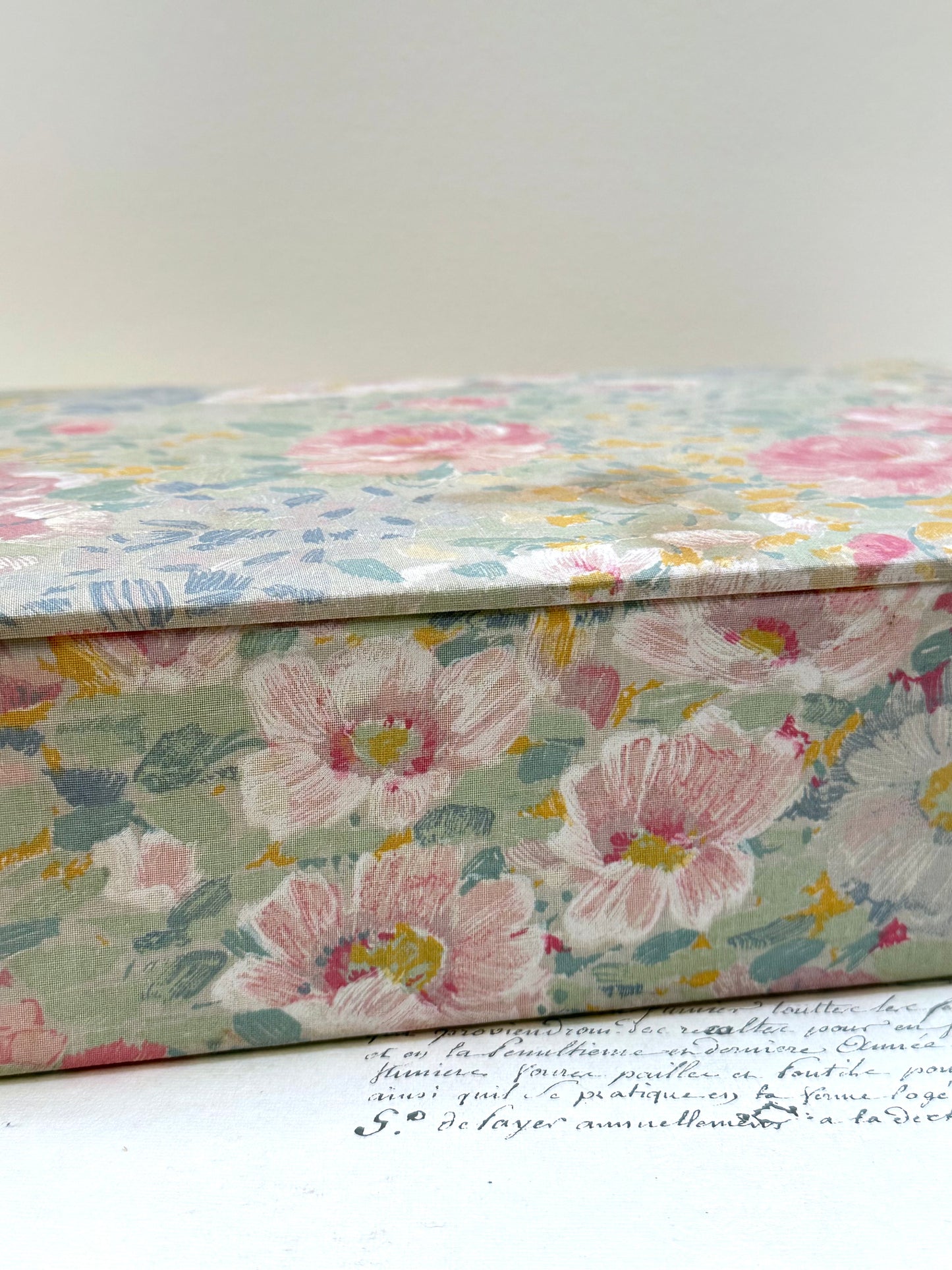 Antique French 'Fleur du Printemp' Fabric Covered Boudoir Boxes