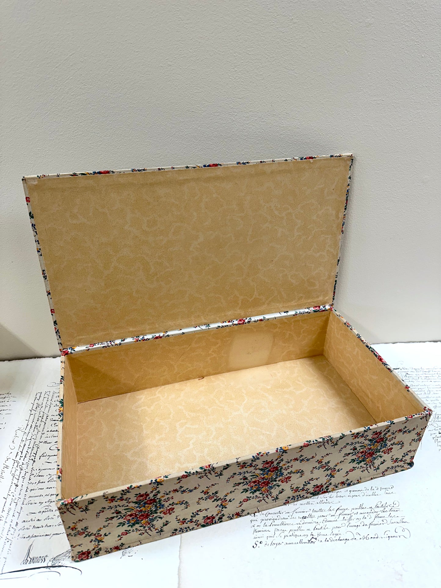 Antique French 'Bouquet des Fleurs' Fabric Covered Boudoir Boxes
