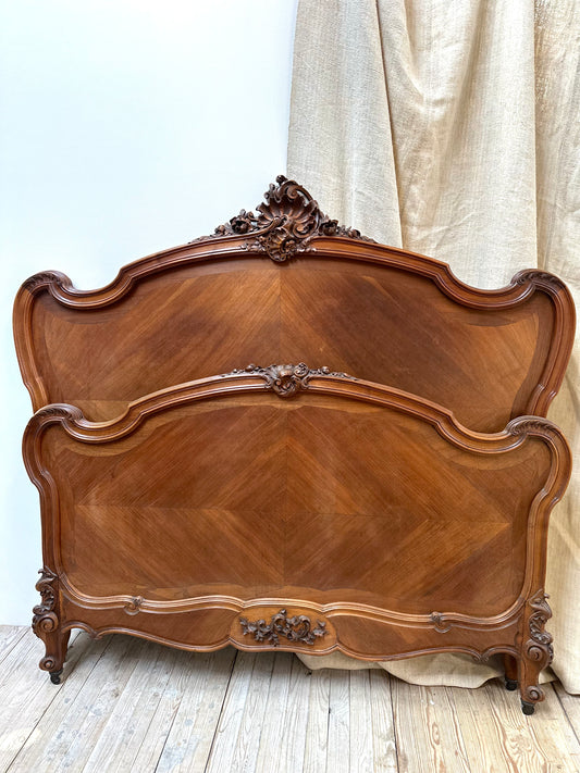 Antique French Quartercut Veneer Queen Size Bed
