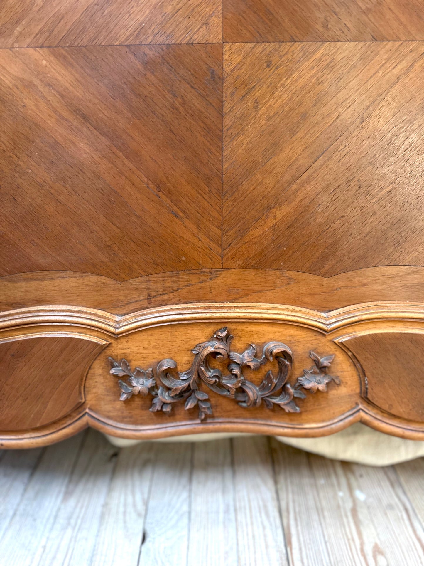 Antique French Quartercut Veneer Queen Size Bed