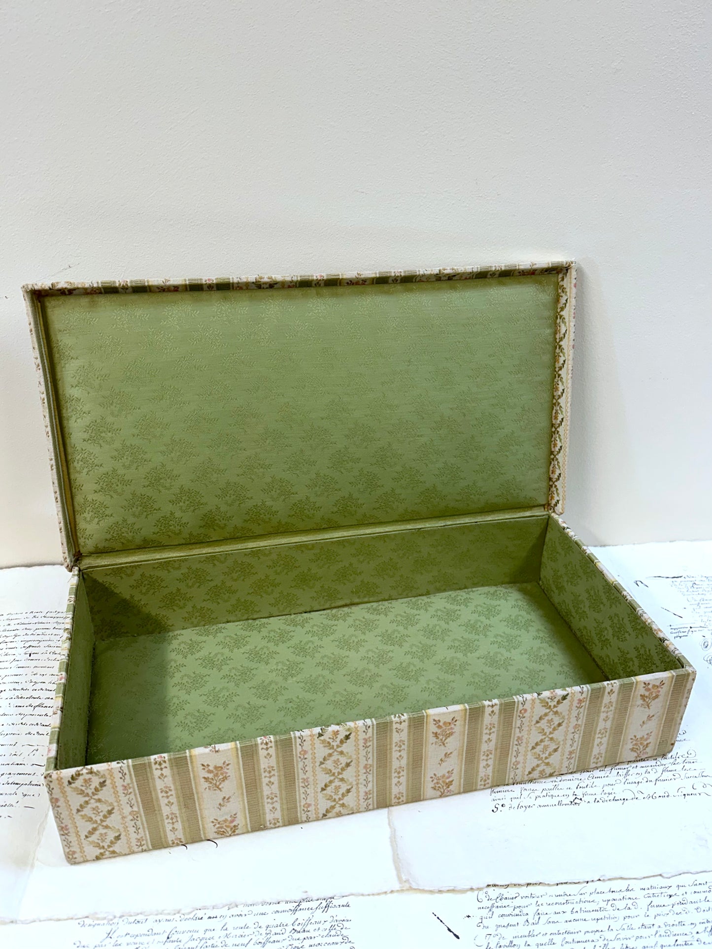Large Antique French Fabric Covered Boudoir Box