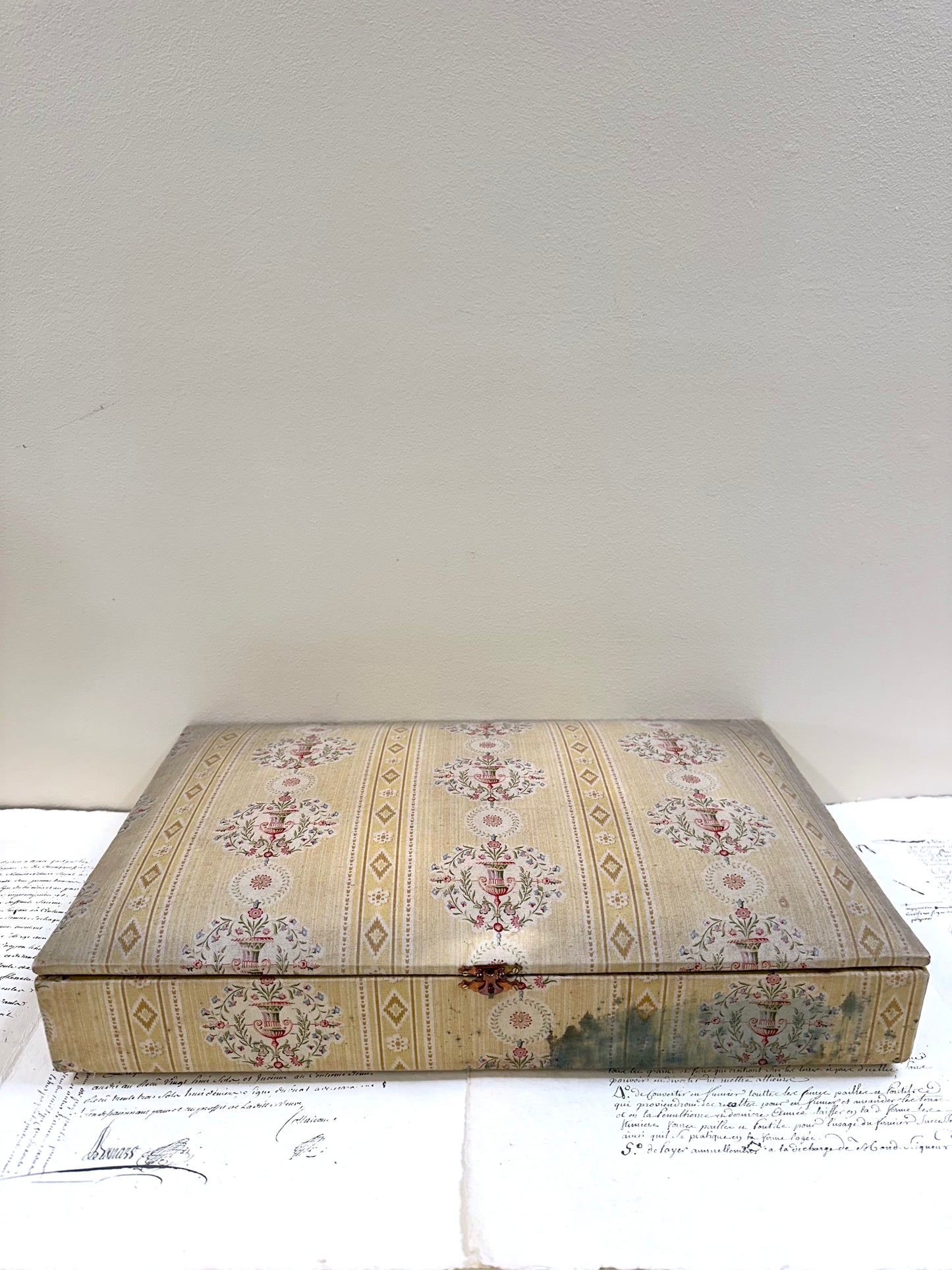 Large Antique French Padded Fabric Covered Boudoir Box