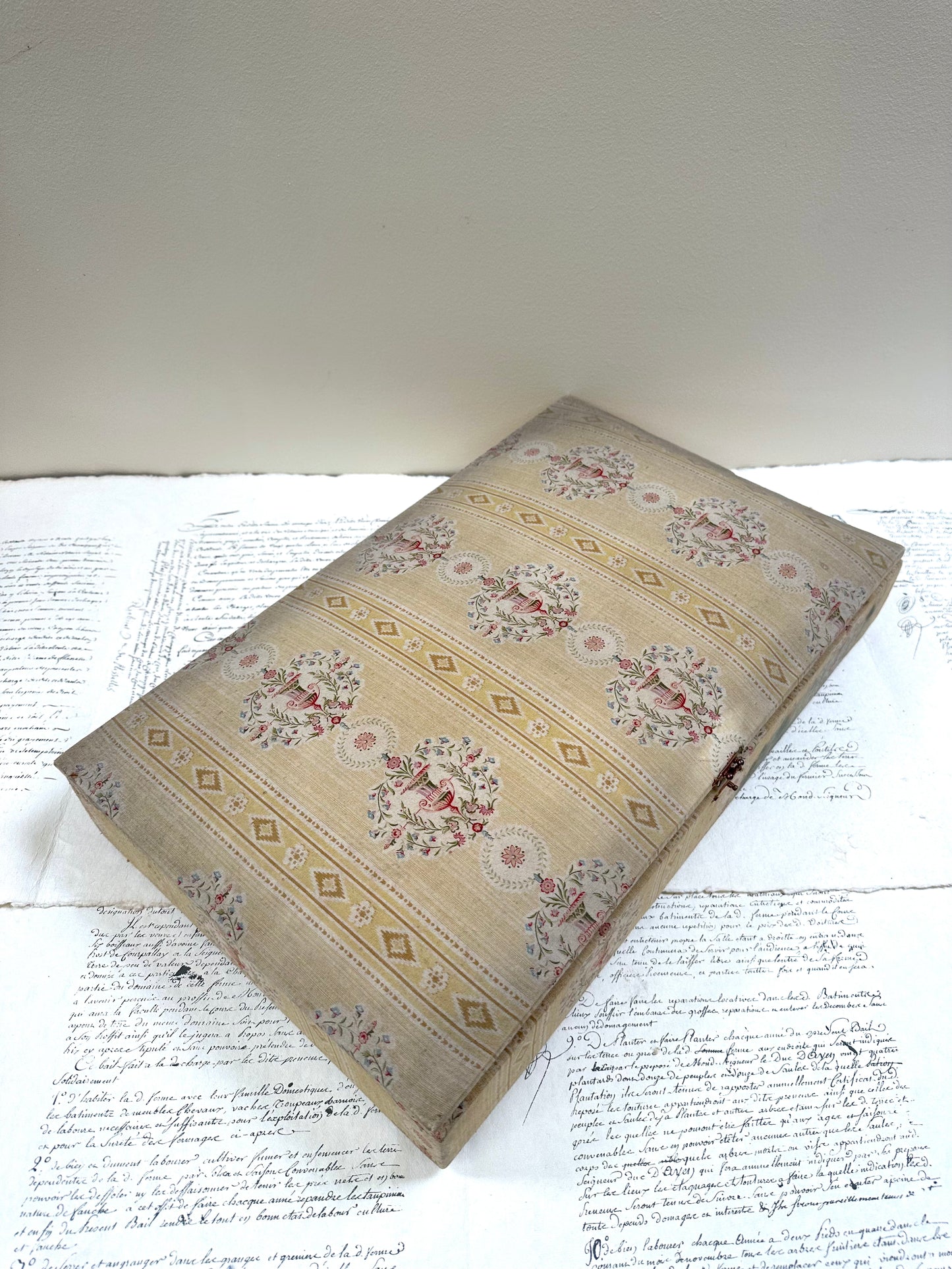 Large Antique French Padded Fabric Covered Boudoir Box