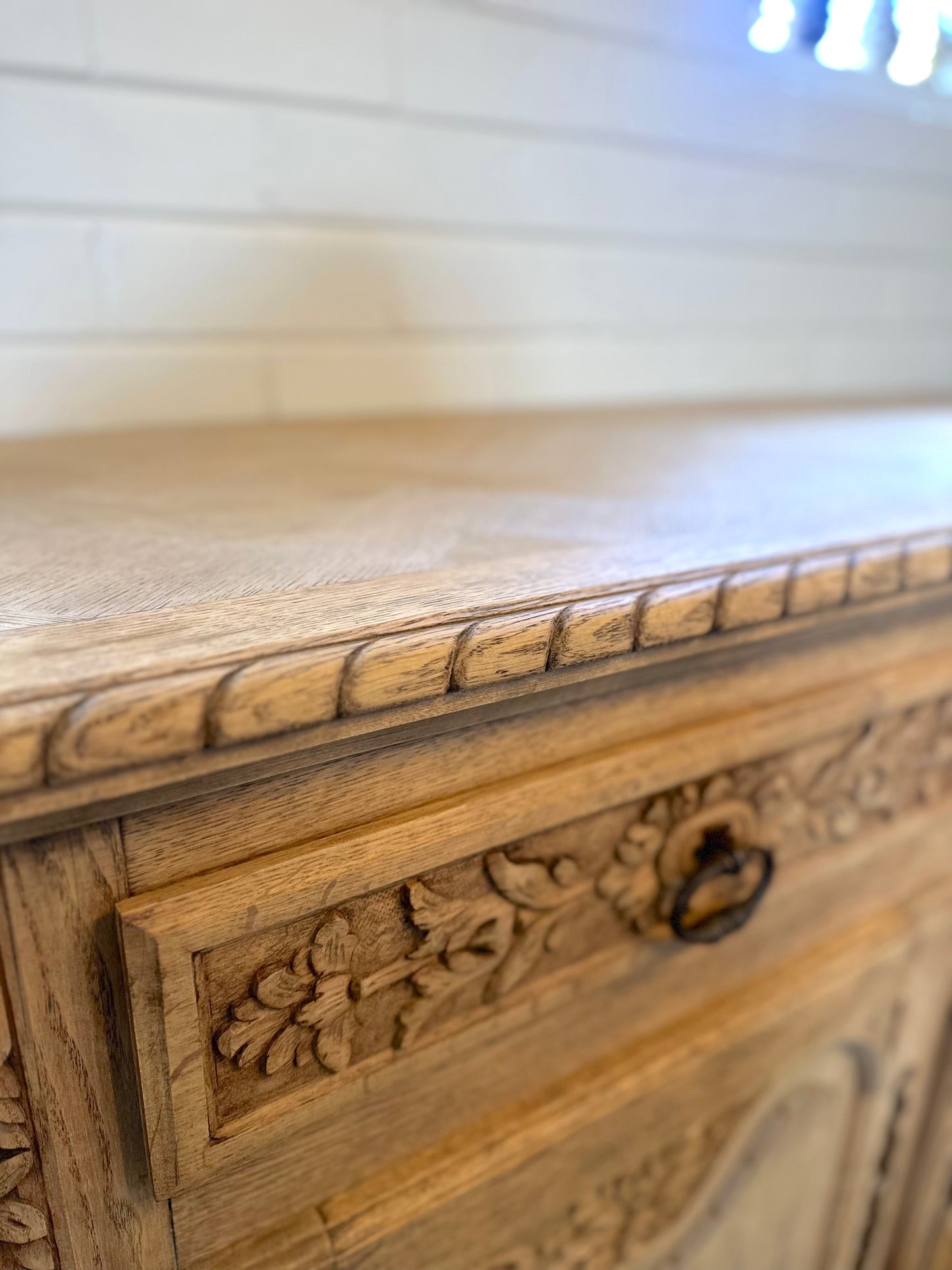 Antique French 2 Door 2 Drawer Sideboard - Raw Oak