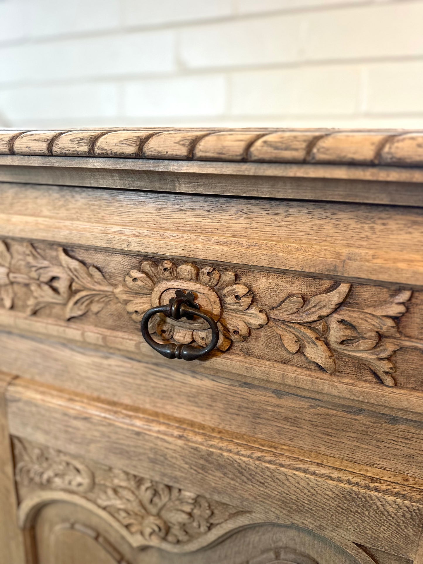 Antique French 2 Door 2 Drawer Sideboard - Raw Oak