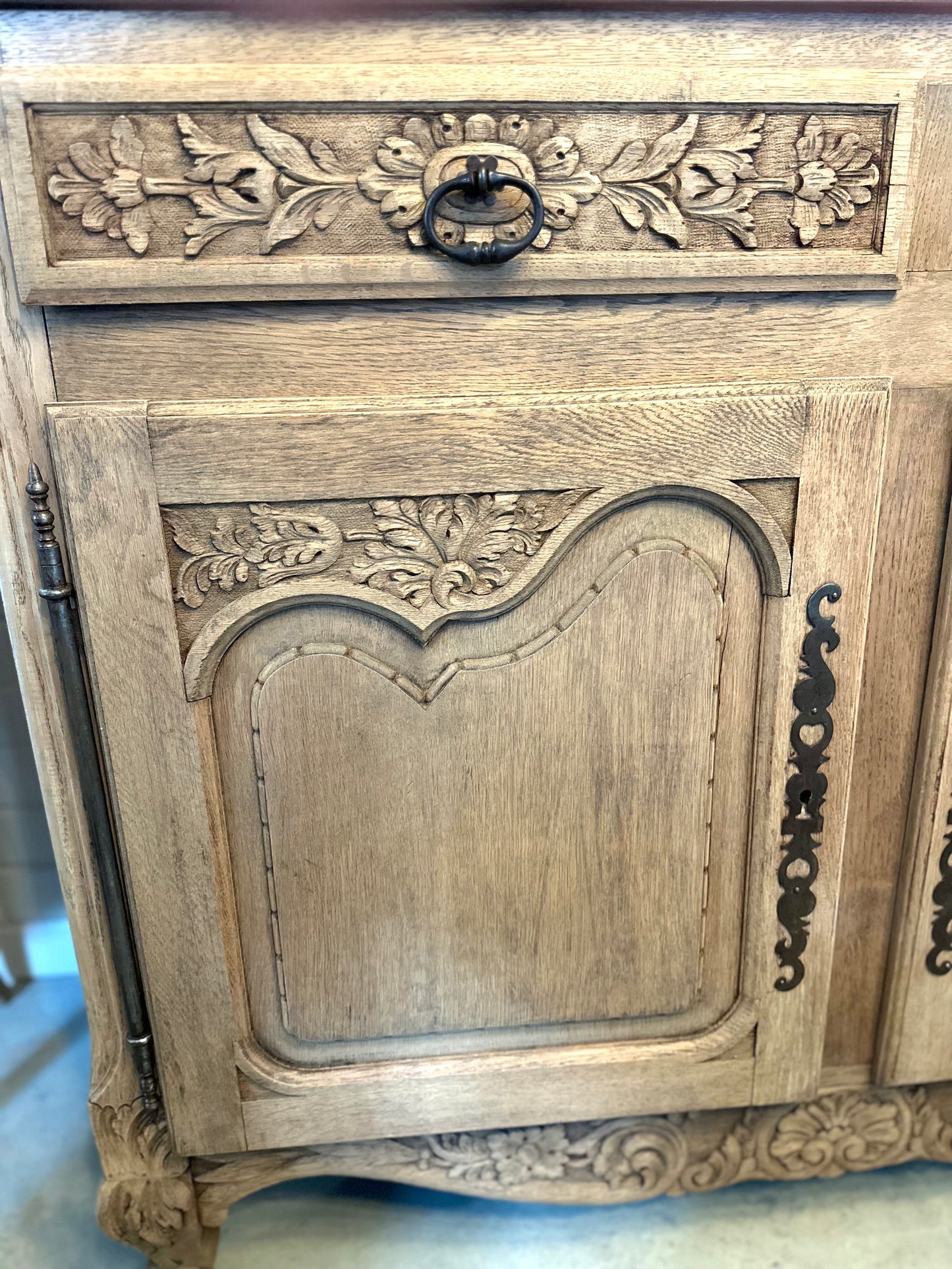 Antique French 2 Door 2 Drawer Sideboard - Raw Oak