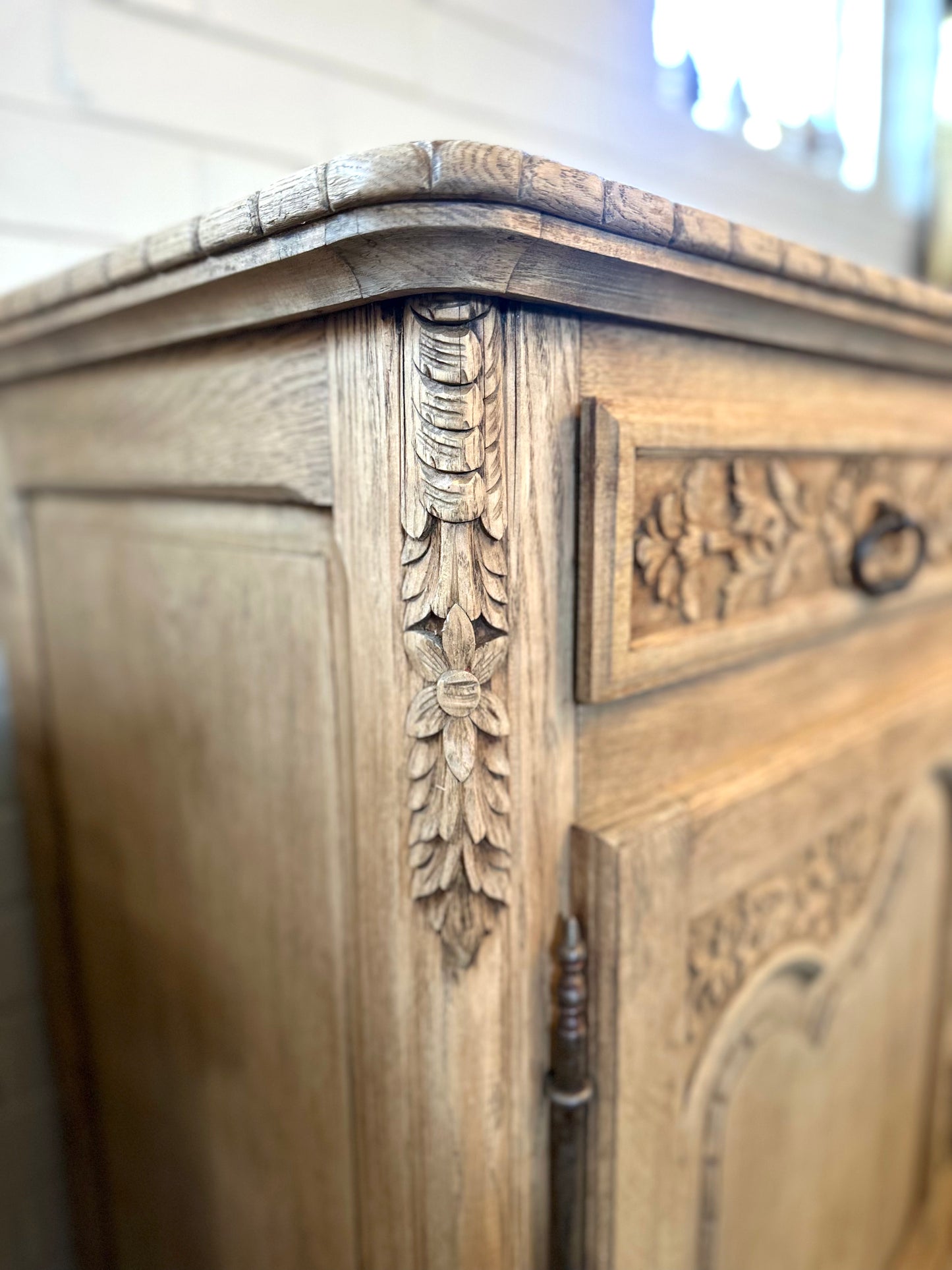 Antique French 2 Door 2 Drawer Sideboard - Raw Oak