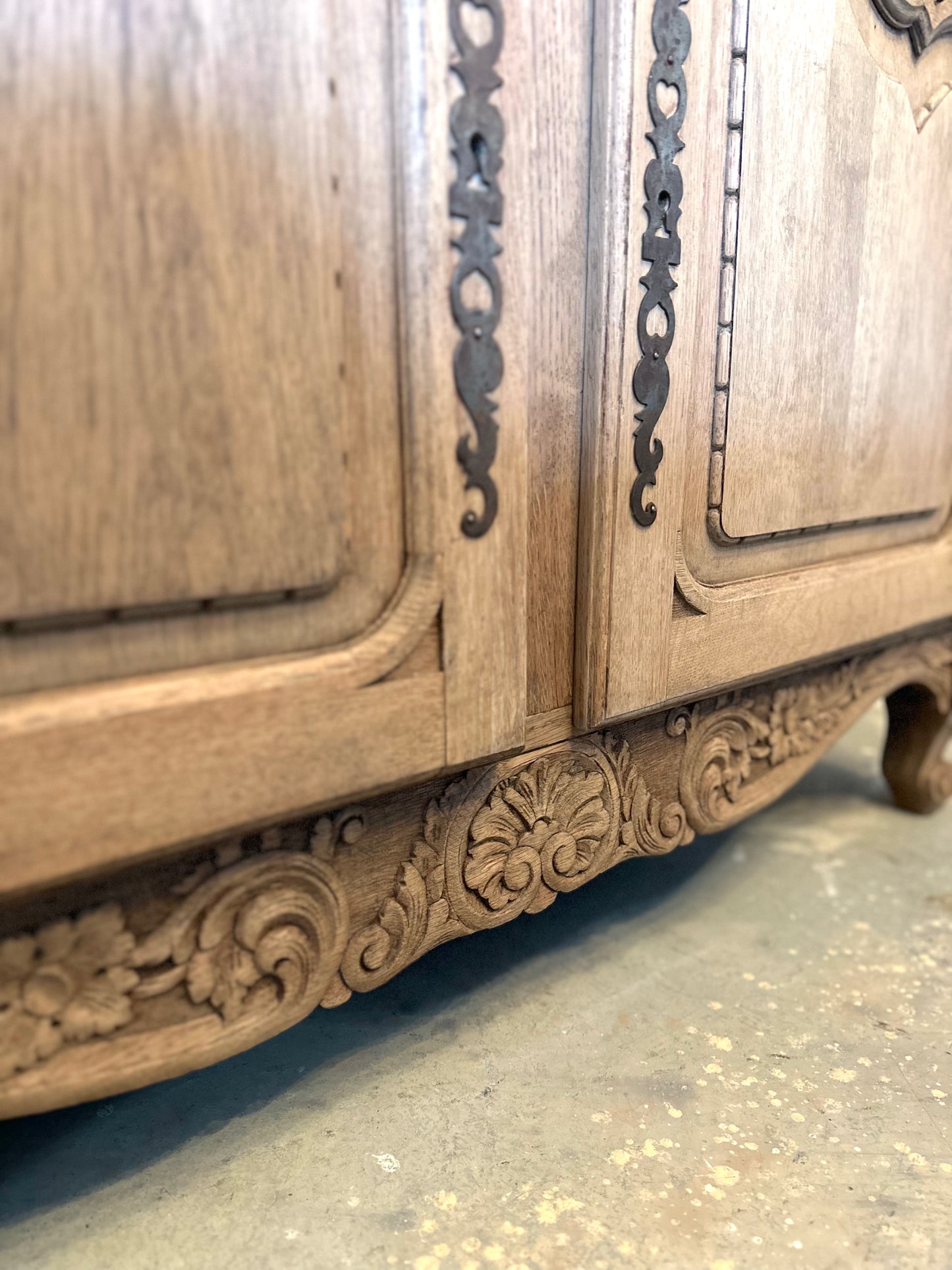 Antique French 2 Door 2 Drawer Sideboard - Raw Oak
