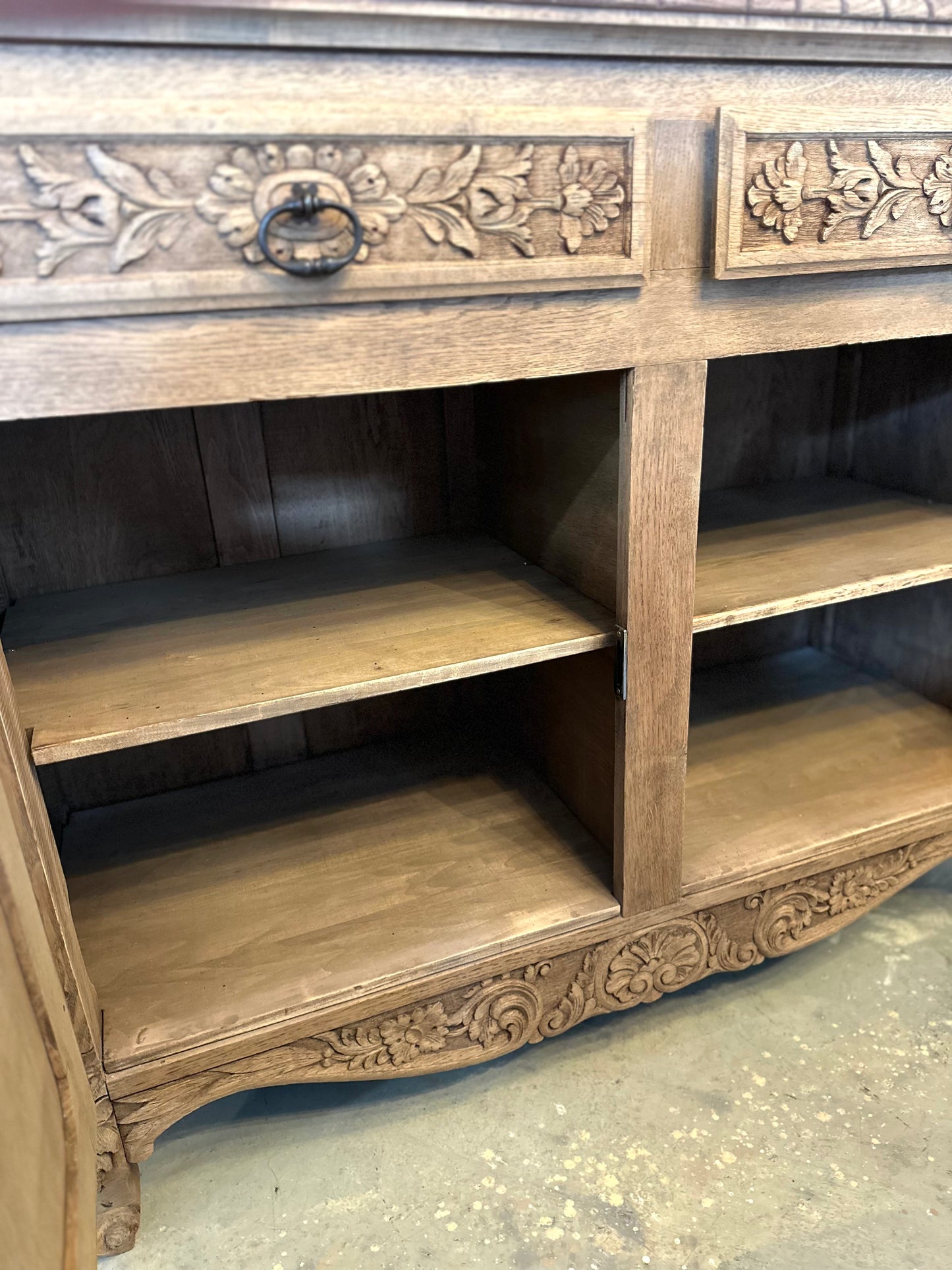 Antique French 2 Door 2 Drawer Sideboard - Raw Oak