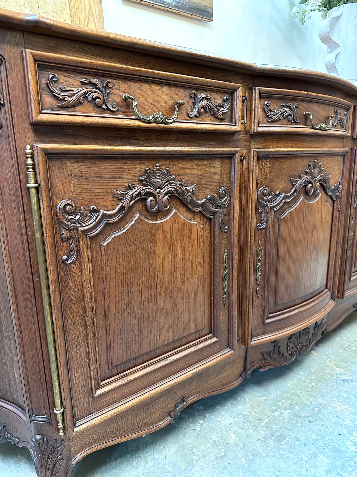 Antique French Oak 3 Door 3 Drawer Sideboard