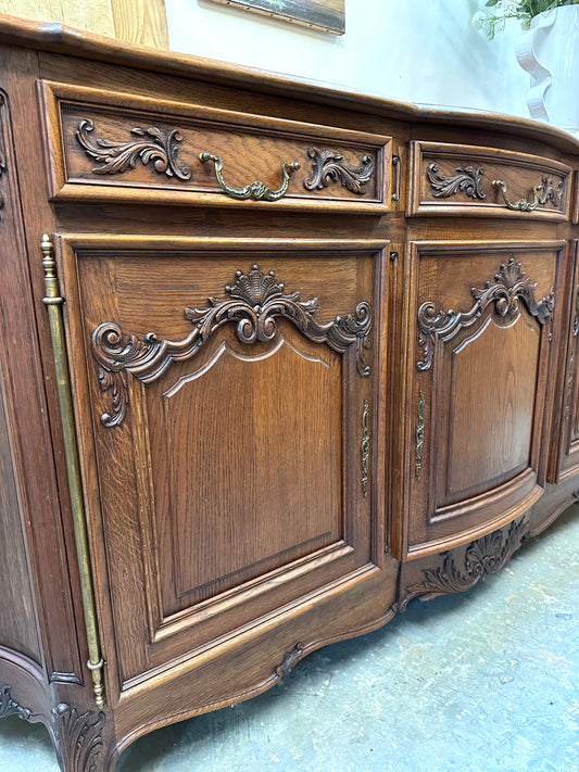Antique French Oak 3 Door 3 Drawer Sideboard