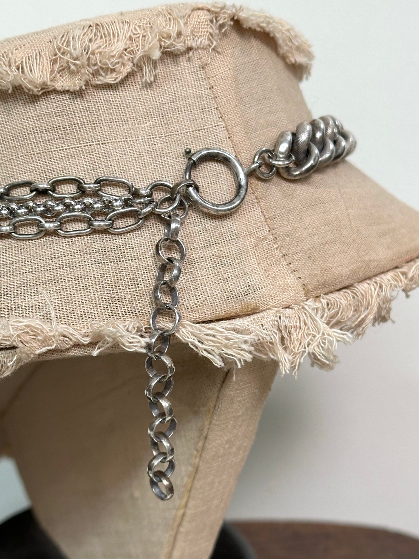 Antique French Silver Necklace With Decorative Locket