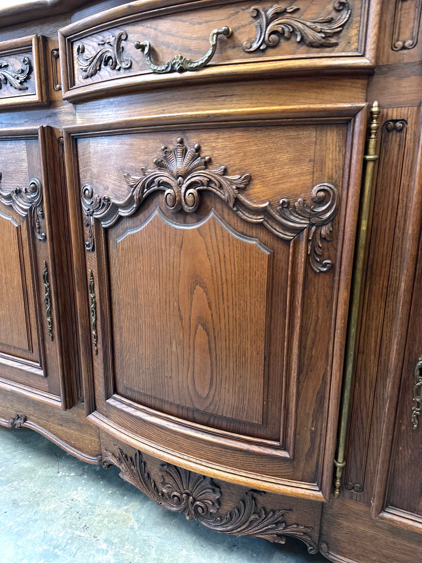 Antique French Oak 3 Door 3 Drawer Sideboard