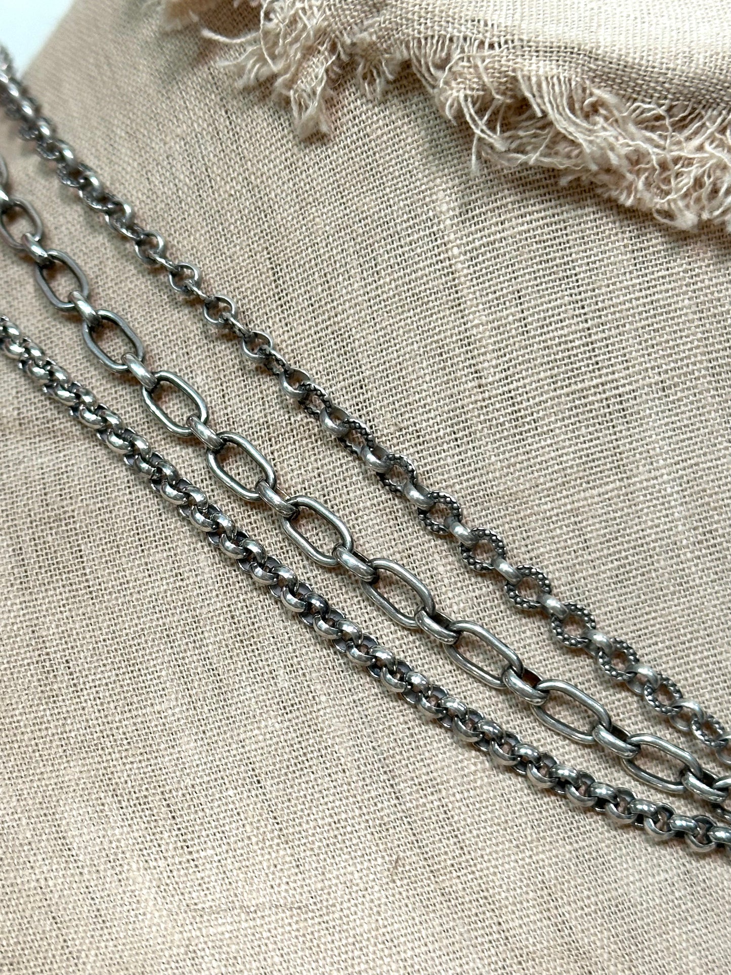 Antique French Silver Necklace With Ball Fob Charm