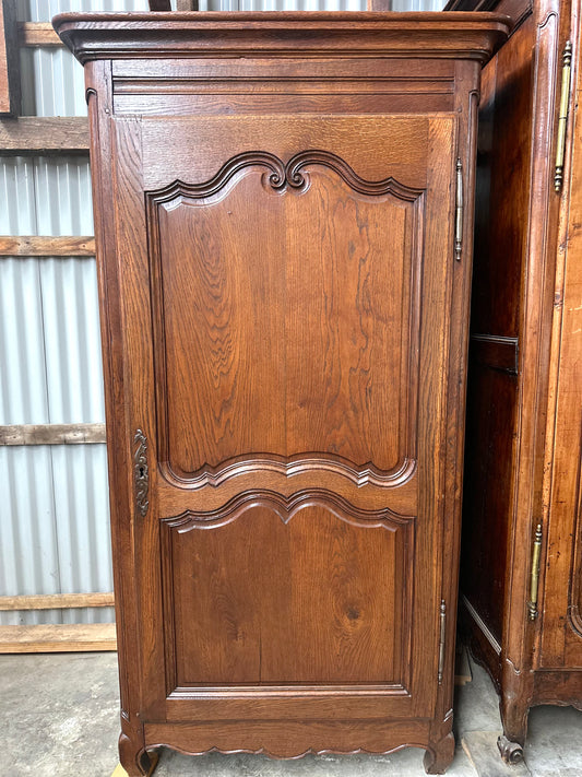 Oak French Petite Armoire with Hanging Rail