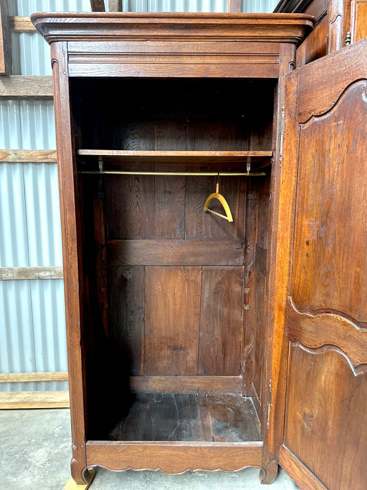 Oak French Petite Armoire with Hanging Rail