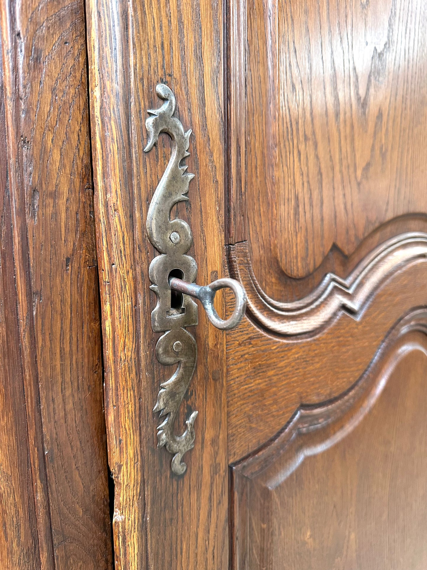Oak French Petite Armoire with Hanging Rail