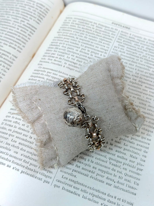 Antique French Silver And Rose Gold Bracelet