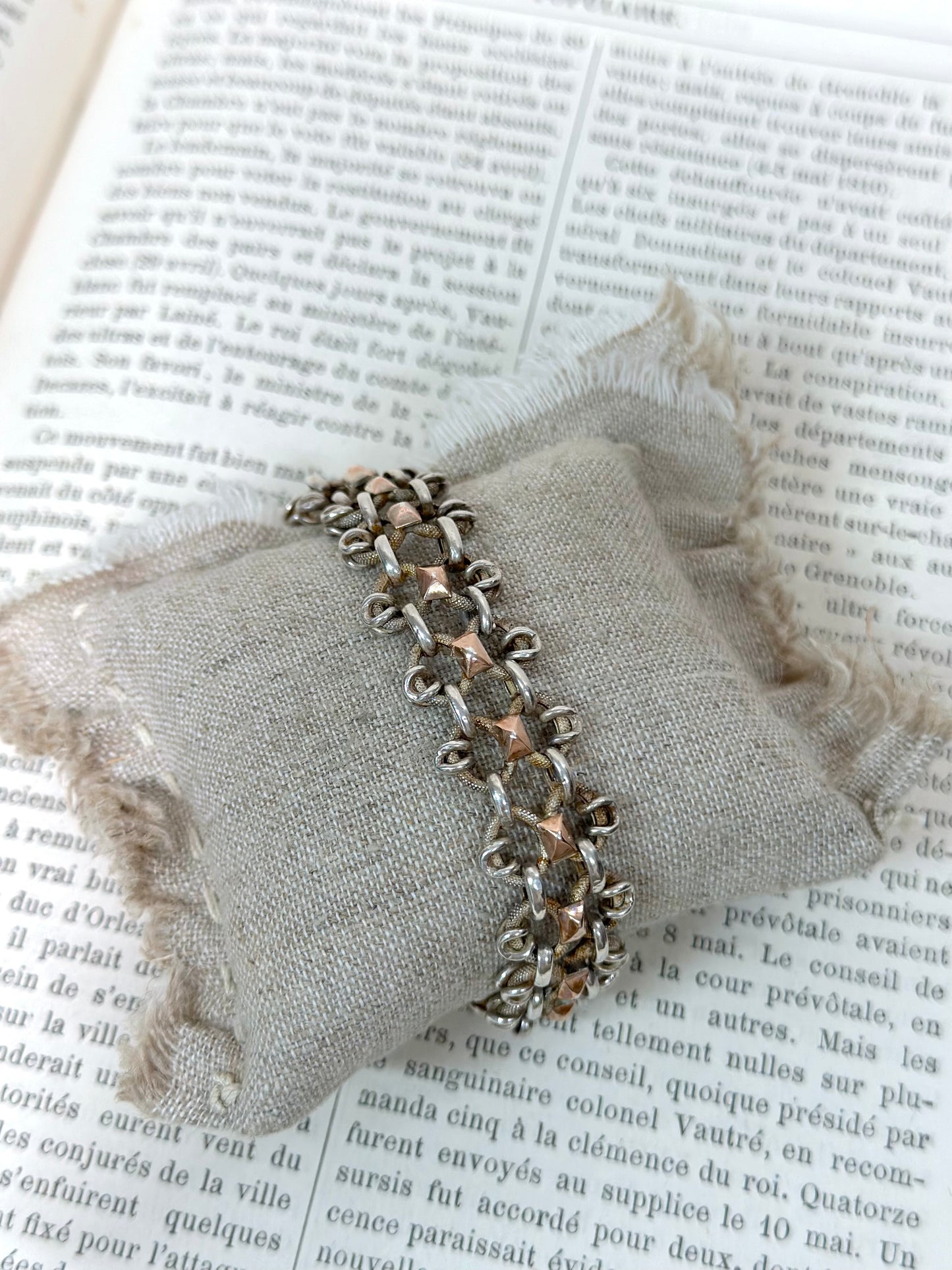 Antique French Silver And Rose Gold Bracelet
