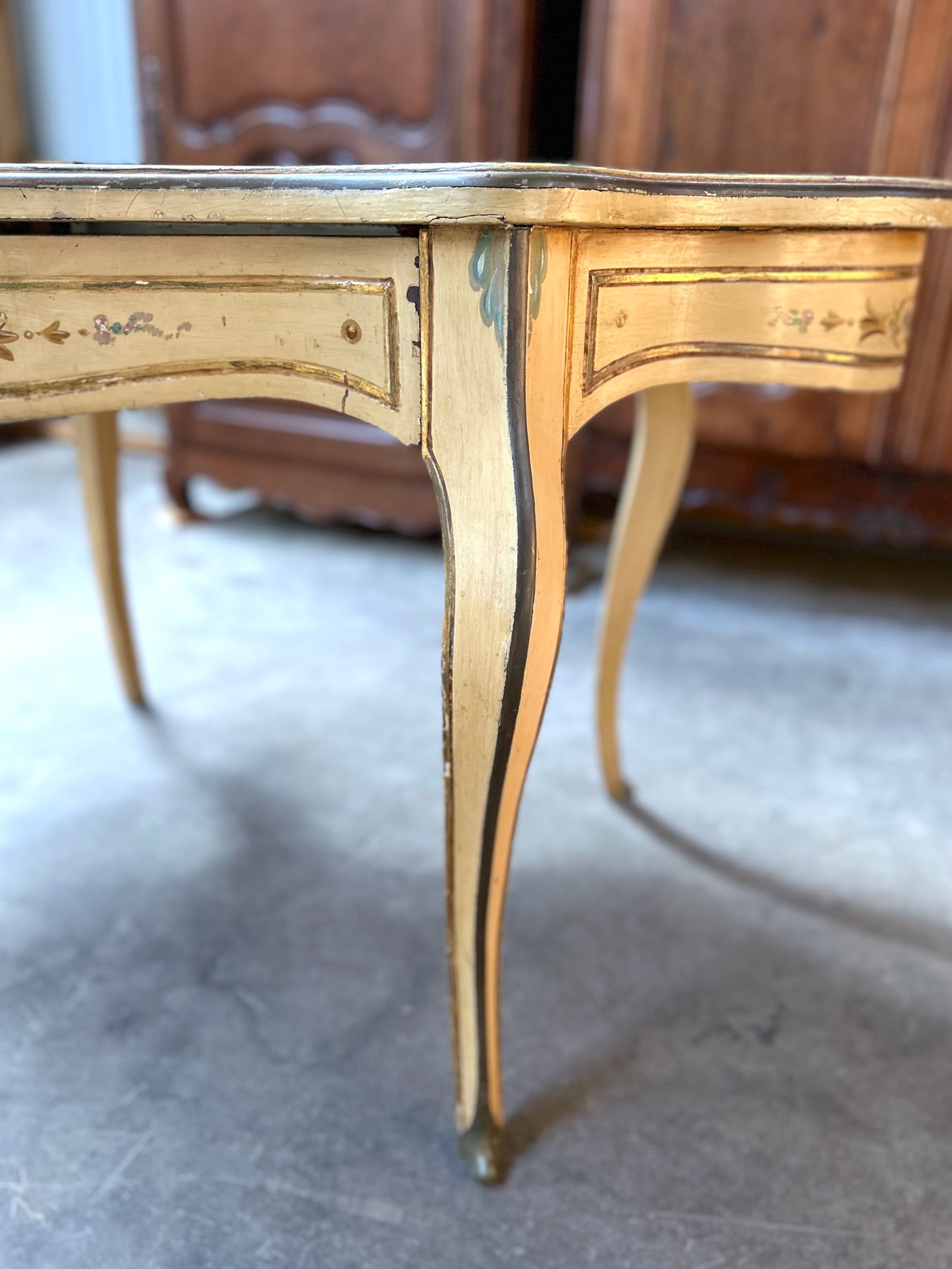 Antique Italian Painted Floral Salon Table